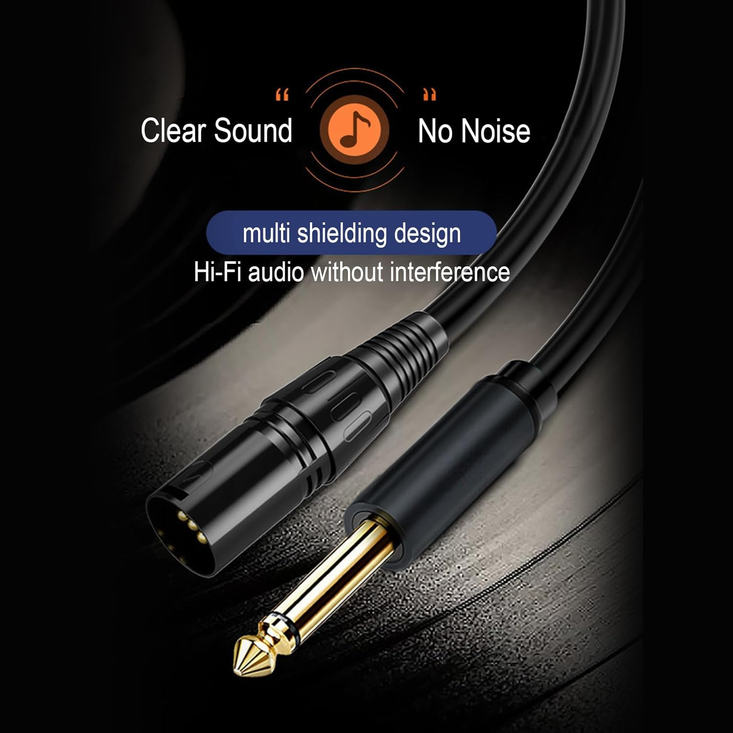 XMUXI XLR Male to 1/4 Inch Unbalanced Microphone Cable, Mono TS 6.35Mm to Male XLR Audio Cable Interconnect Mic Cord (3 Meters) image number 1