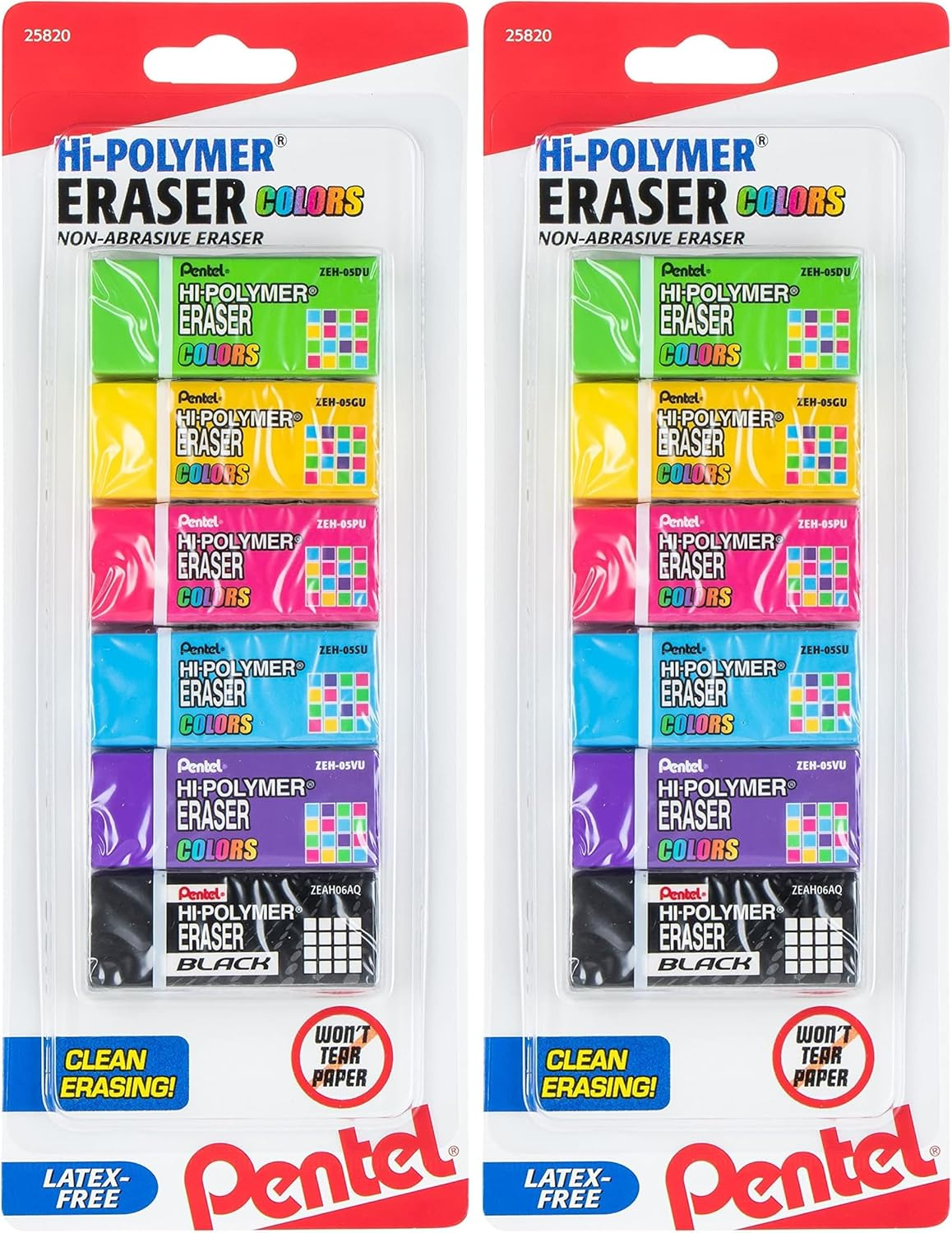 Pentel Hi-Polymer White Cap Erasers 10 Pack ZEH02BP10 image number 4