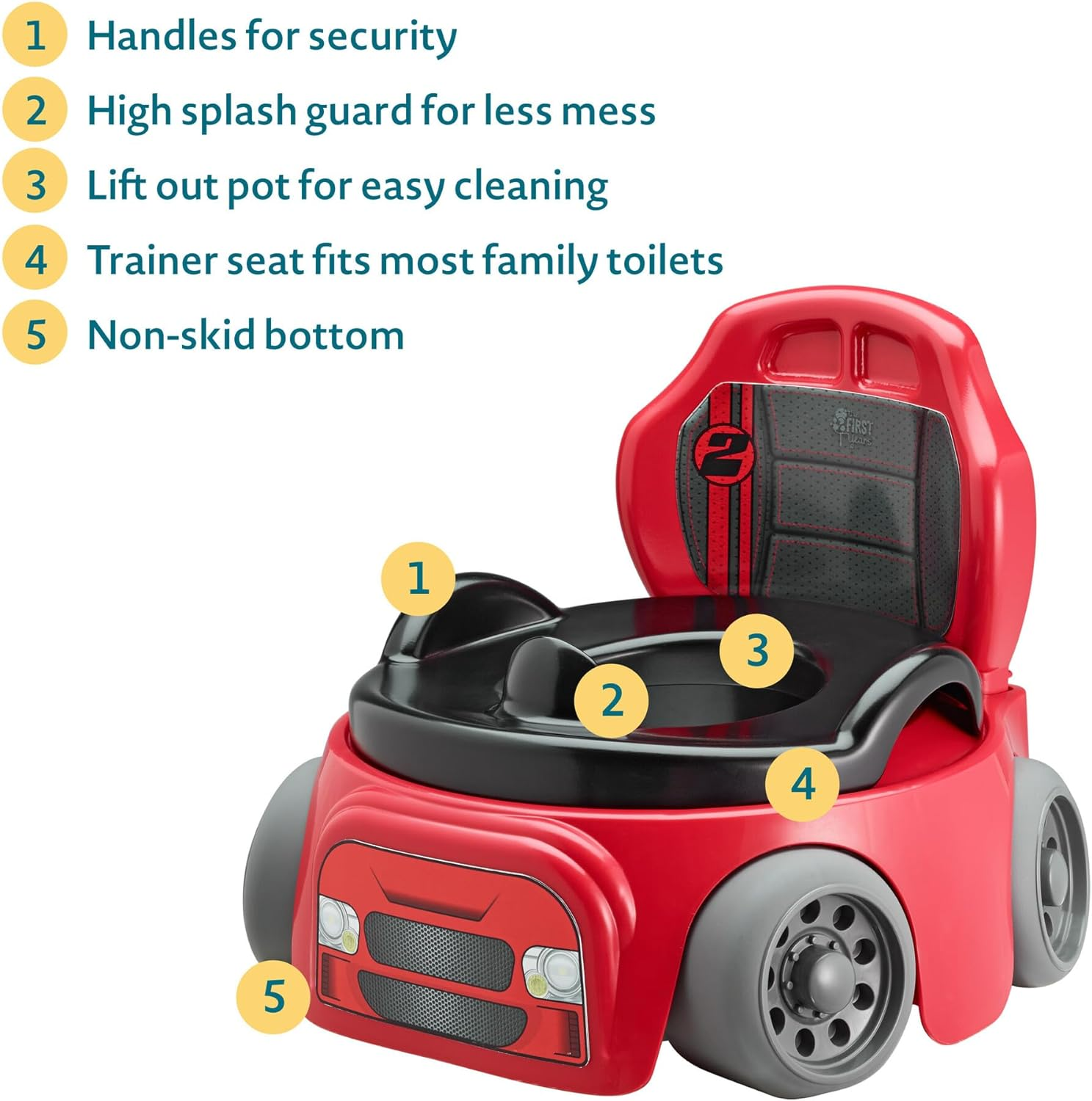 The First Years Training Wheels Racer Potty System | Easy to Clean and Easy to Use Potty Training Seat image number 4