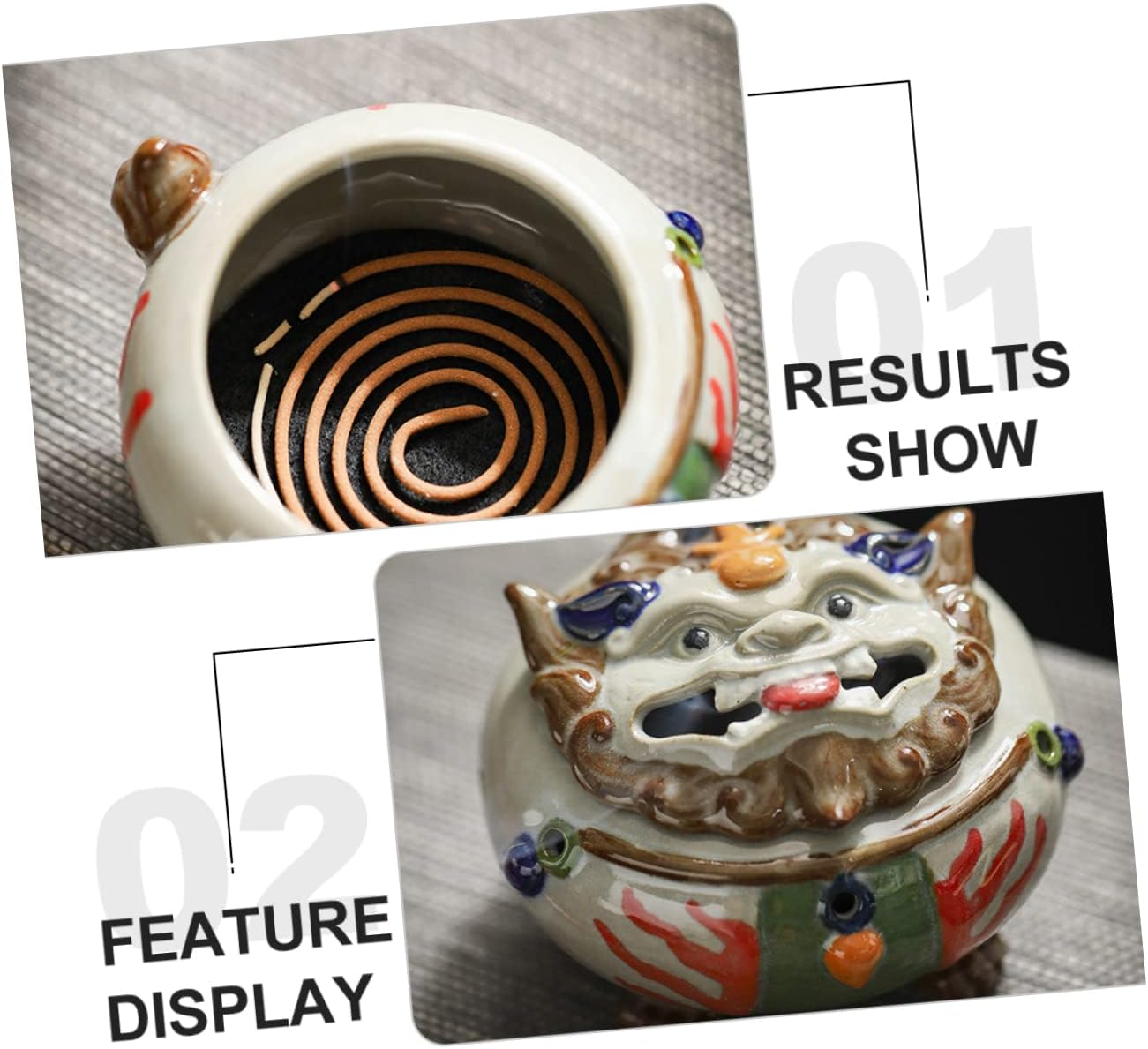 DOITOOL Auspicious Beast Incense Burner Censer Home Decor Ancient Design for Desktop Aroma image number 3