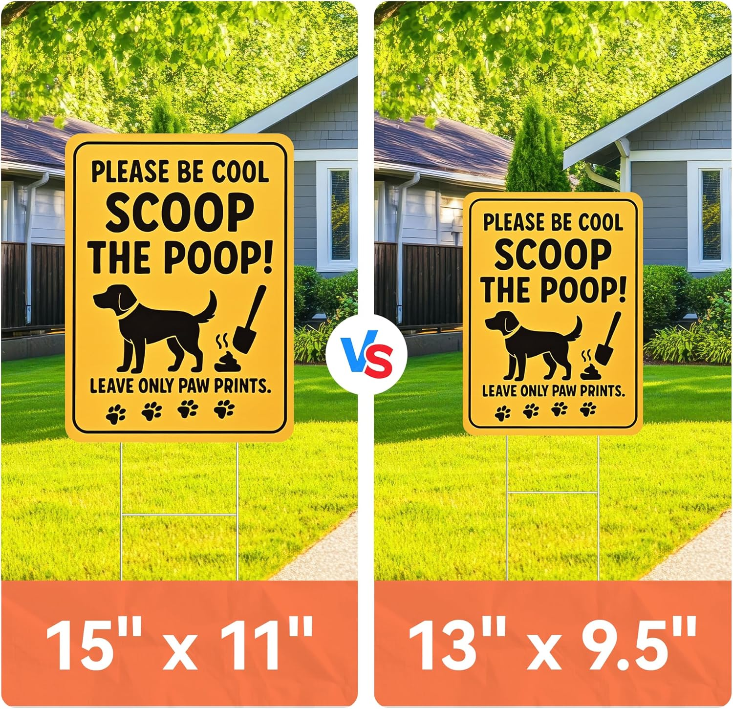 Combojoy No Dog Poop Signs for Yard, 2- Pack 13" X 9.5" Clean up after Your Dog Signs, Pick up after Your Dog Sign with Metal Stakes, Double-Sided and Waterproof No Pooping Dog Sign for Yard Lard image number 4