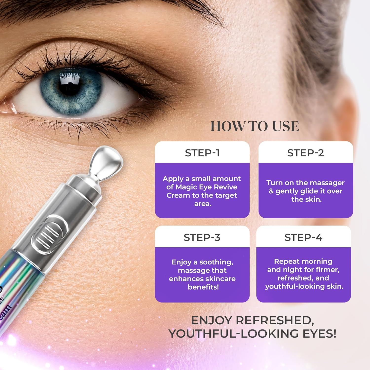 Magic Eye Revive Cream | Advanced Anti-Aging Treatment with Built in Viberating Massager | Hyderating, Firming & Brightening Formula | anti Wrinkle, Fine Lines & Dark Circles, Puffiness & under Eye Bags | Peptide Infused with Herbal Extracts image number 1