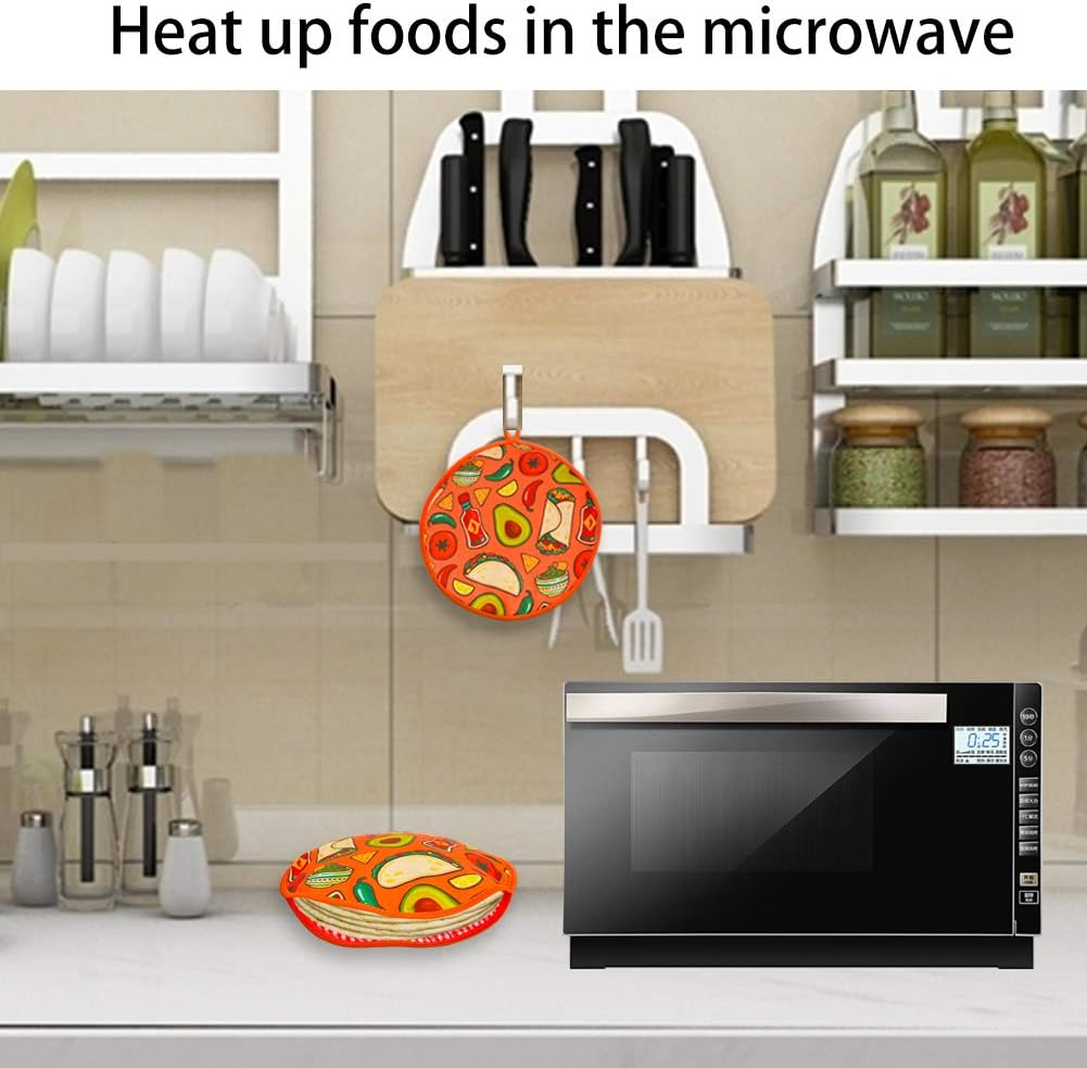 VNOM Tortilla Warmer Pouch 12 Inch Insulated & Microwaveable Fabric Tortilla Keeper Holder Keeps Warm for Corn Flour Taco Pizza Bread up to One Hour,Orange image number 5