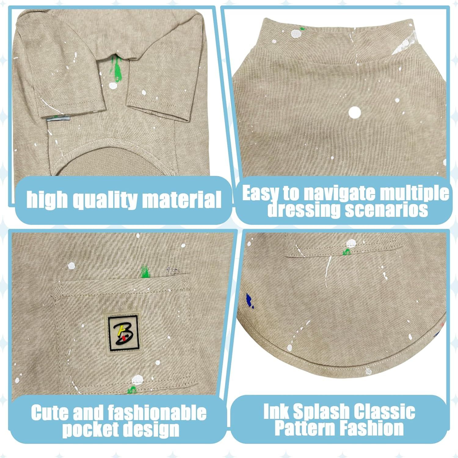 NILLOS Dog Jumper, 1 PCS Fashion Dog Vest for Small and Medium Dogs & Cats (Beige, XL) - Grey Ink Splash Pattern image number 5