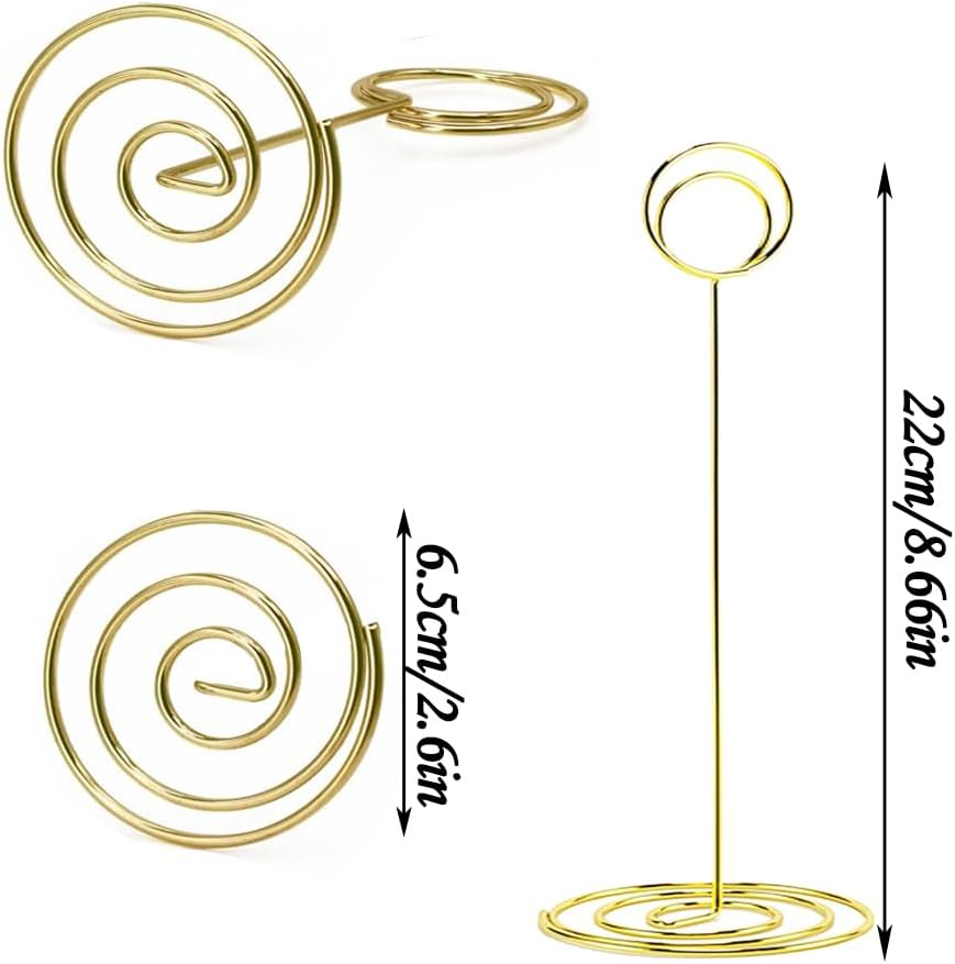 12Pcs Table Number Holders, Betterjonny 22Cm Place Card Holders Gold Table Picture Holder Wire Photo Holder Clips Table Number Stands for Wedding Party Favors Gathering Restaurant image number 5