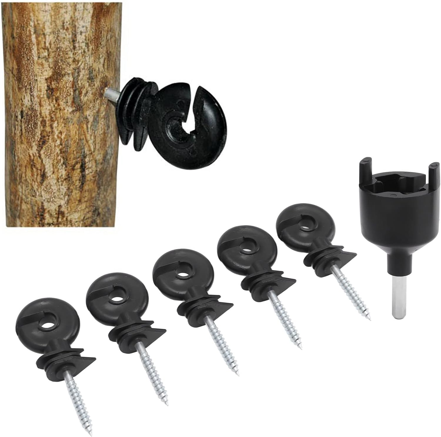 Wood Post Insulator for Fence Post, Self Tapping Electric Fence Insulator for Grassland