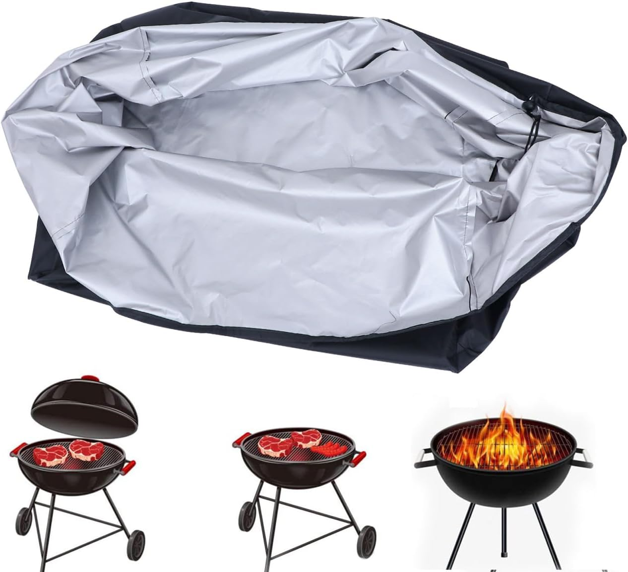 Balacoo Oxford Fabric BBQ Cover Weatherproof Dustproof Barbecue Grill Protector with UV Resistant Outdoor Grill Cover for All Season Use image number 6