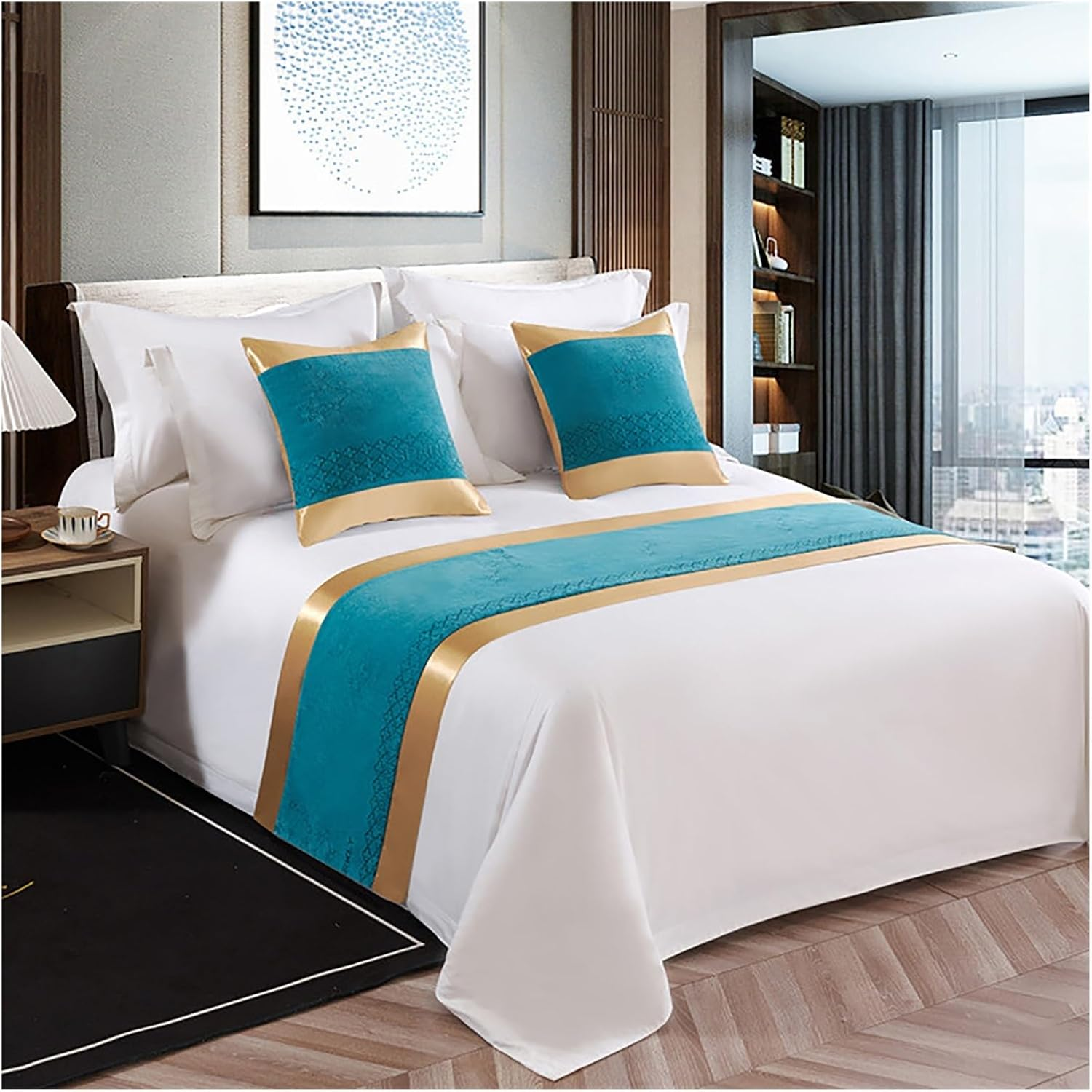 Bed Runners and Scarves,Luxury Bedding Protector Bed Runners,Modern Cotton and Linen Decorative Bed Foot Bed Scarf,Soft and Bed Runner for Bedroom Hotel Wedding Room(Red,240 * 50Cm) image number 3