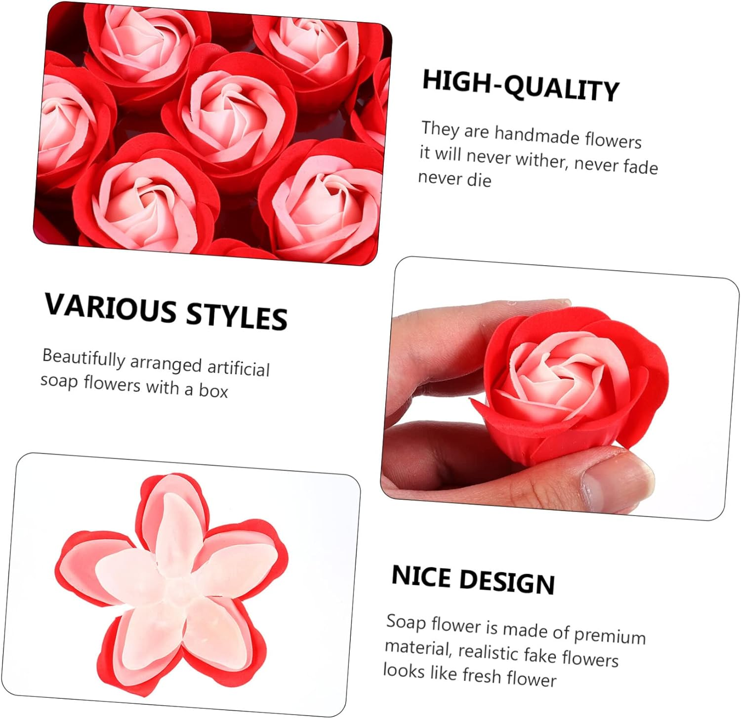 Abaodam Faux Rose Flower Box 9 Artificial Flowers for Wedding Party Decorations image number 5