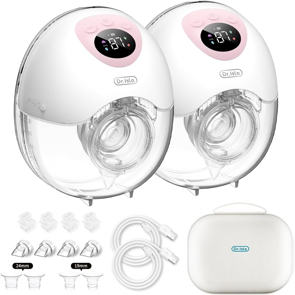 Breast Pump Hands Free EB50D, Wearable Breast Pump of Baby Mouth Double-Sealed Flange with 4 Modes & 36 Levels, Electric Breast Pump Portable - Memory Function, 27Mm 24Mm 19Mm Flanges, 10-Piece Set