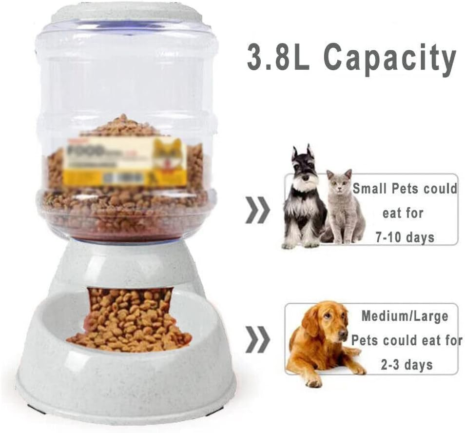 Automatic 3.8L Blue Food Dispenser Pet Dog Cat Puppy Dispenser Feeder Bowl Bottle - Grey Food Dispenser image number 3
