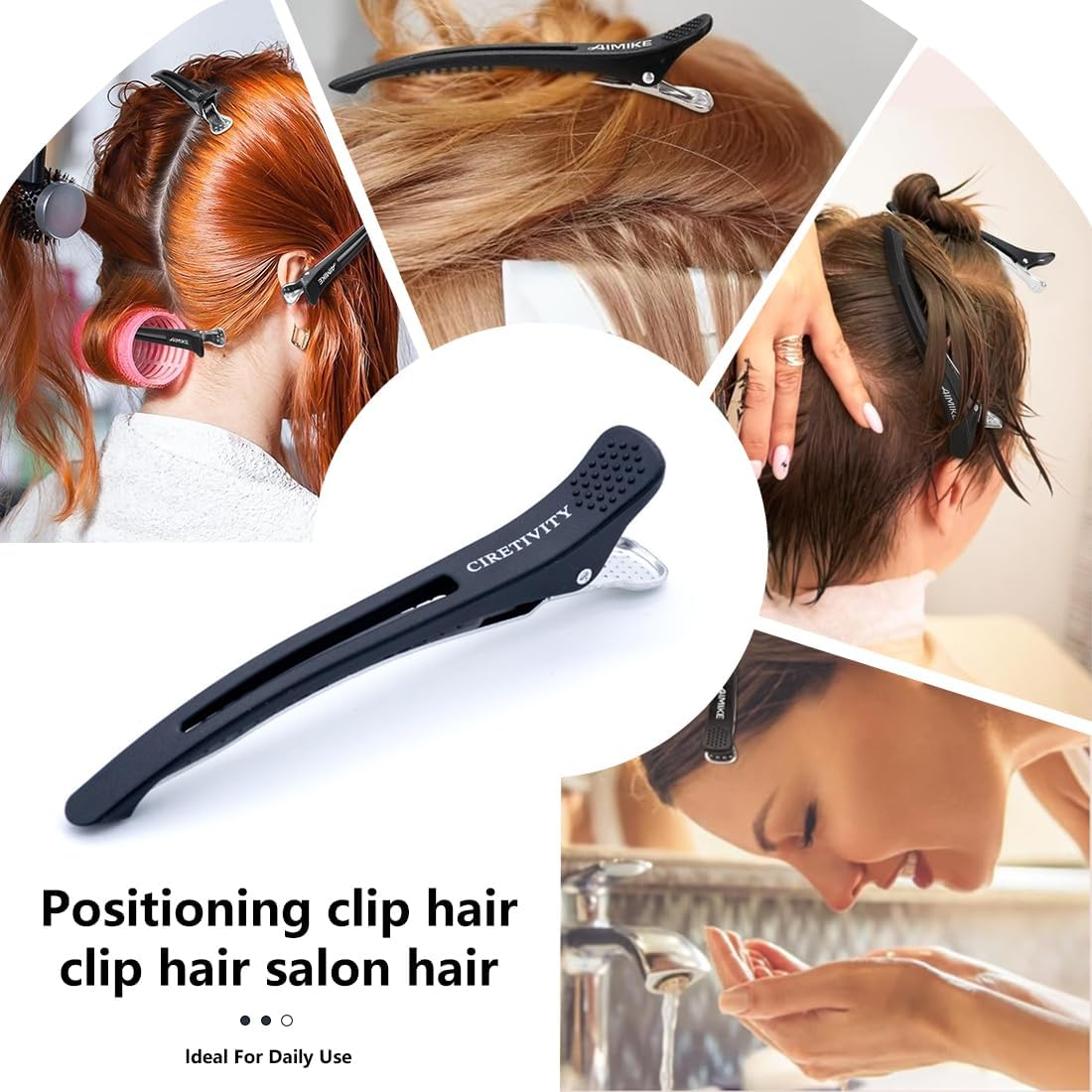 XUKZIMA 12 Hair Clips No Trace Hair Clips with Silicone Band Hair Clips for Styling and Cutting, Section Clips Hairdresser (Black) image number 3