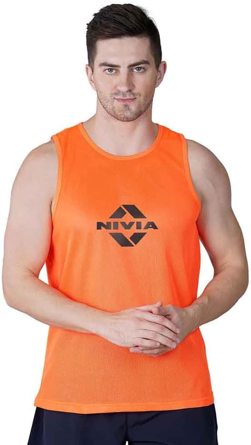 Nivia Micro Polyester Training Bibs (Floro Orange, XL) | Open Cut Design | Ideal for Training in Football, Soccer, and Rugby. image number 3