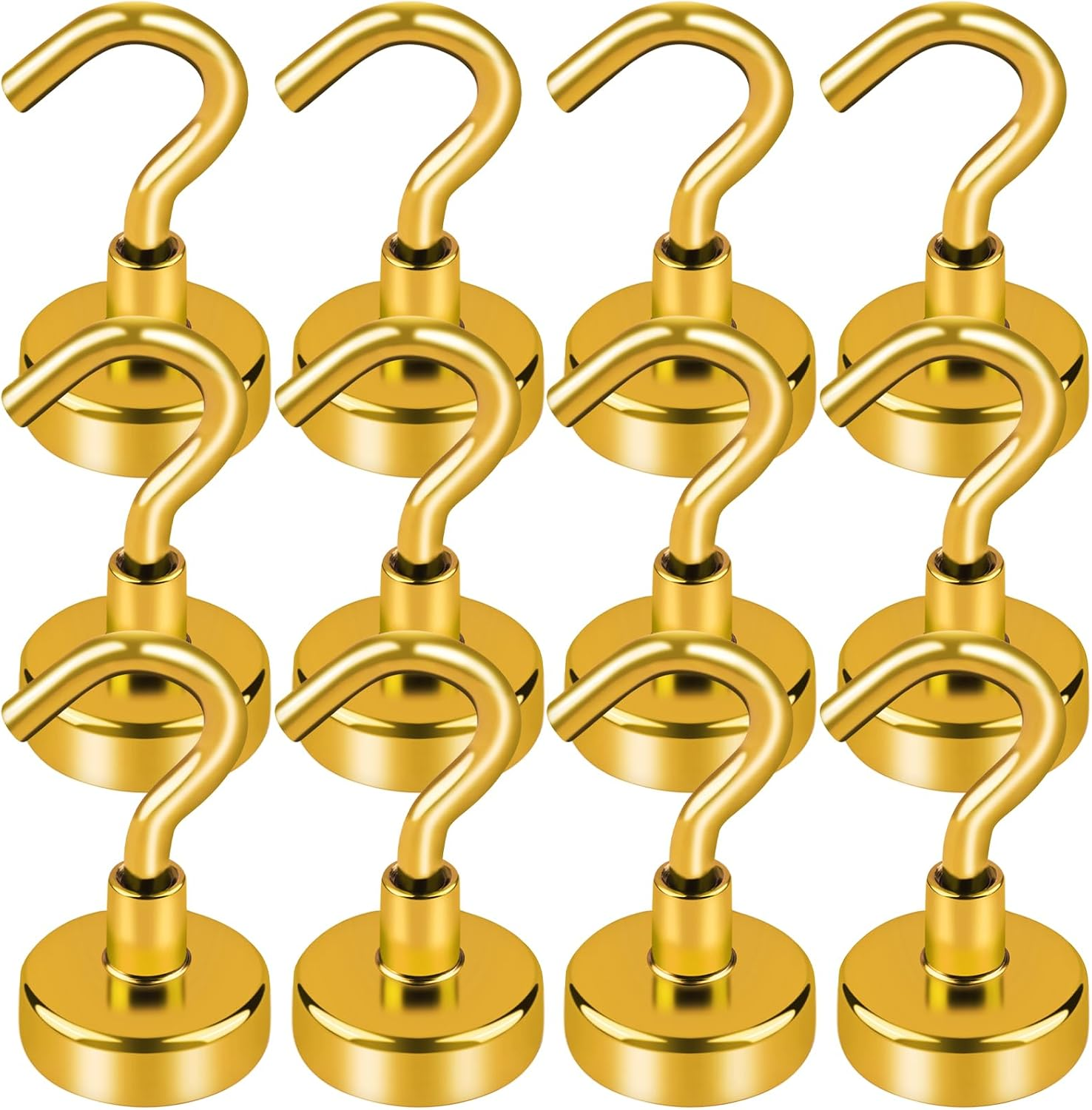 LOVIMAG Black Magnetic Hooks, 30Lbs Strong Magnetic Hooks Heavy Duty with Epoxy Coating for Refrigerator, Magnetic Cruise Hooks for Hanging, Classroom, Office, and Kitchen - Pack of 12