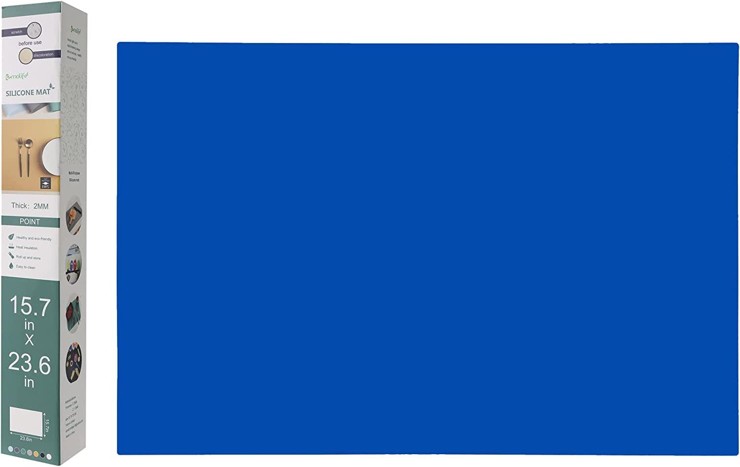 Emolife Heat Resistant Mat for Air Fryer Site On, Thick Silicone Mats for Kitchen Counter, Countertop Protector, No-Slip (Black)