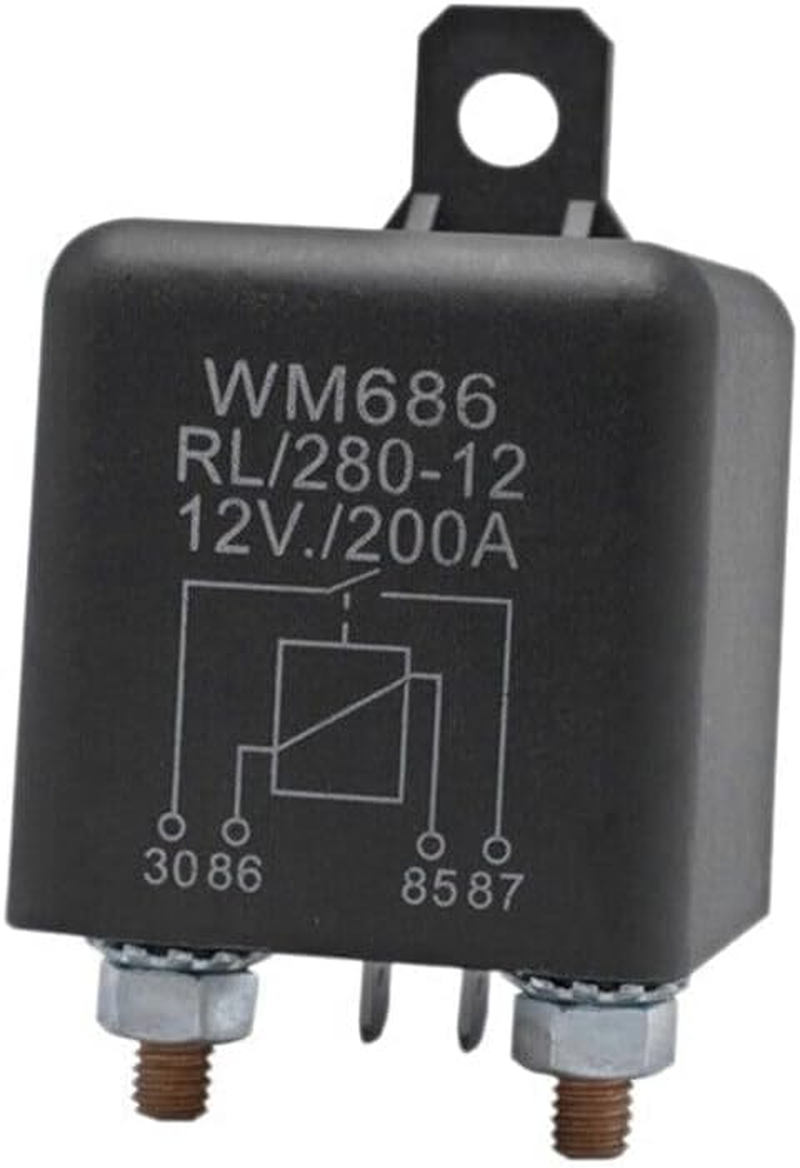 Battery Isolating Relay 12V/200A 4 Pin Split Charge Relay Switch for Car Rental Caravan Electric Motorcycle Car Relay Heavy Vehicle Truck