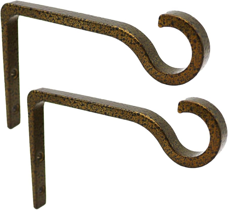 Hanging Plant Bracket 6Inch Metal Plant Hook Shepherds Hook Decorative Wall Plant Hanger for Hanging Lanterns, Bird Feeder, Flower Basket, Home Decor Indoor & Outdoor 2 Pack (Black)