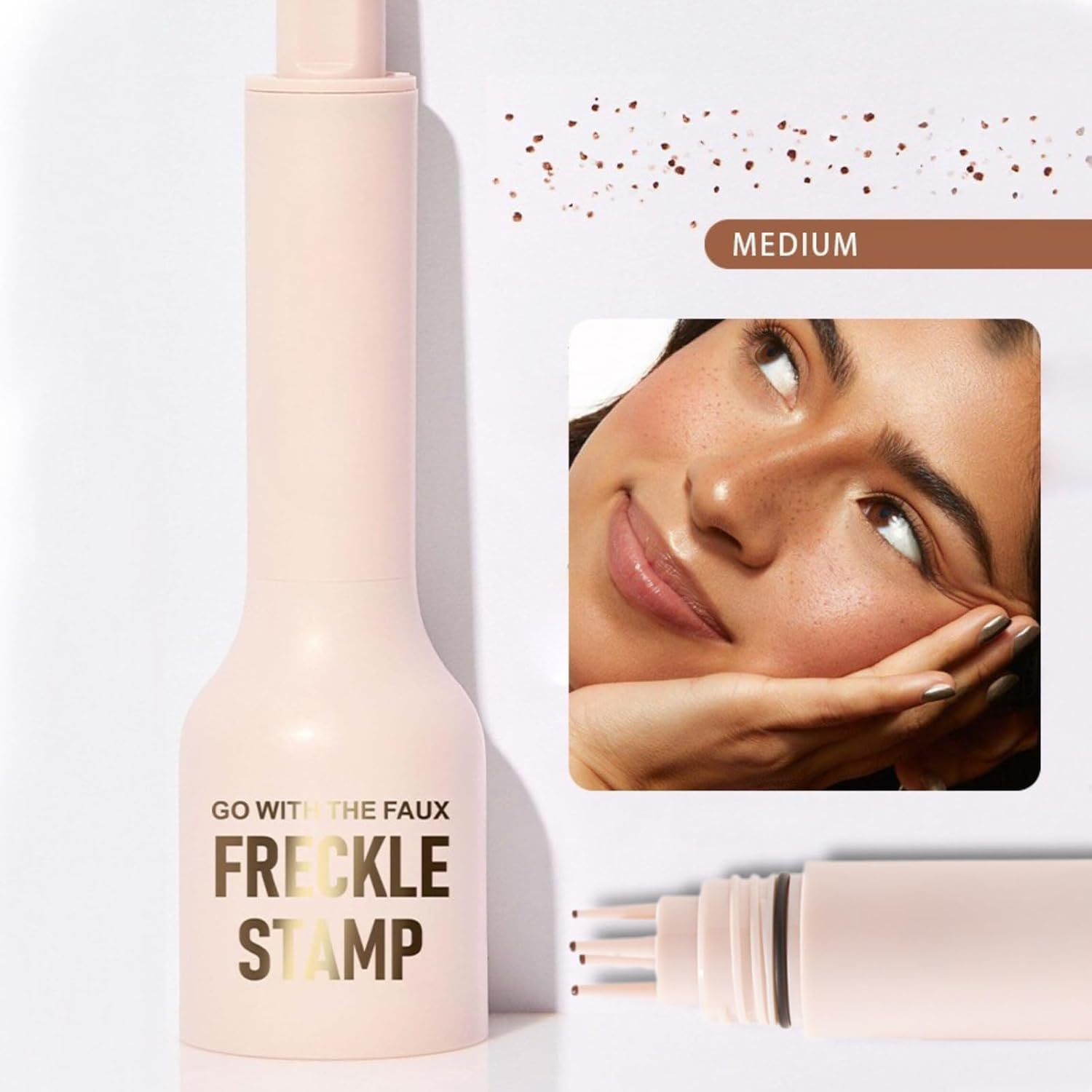 Upgrade Faux Freckle Stamp Pen &ndash; Waterproof Fake Freckles Makeup Tool, Natural-Looking Freckle Maker & Spray with Multi-Prong Precision Stamp Head, Long-Lasting Sunkissed Makeup (2# MEDIUM, All Skin) image number 1