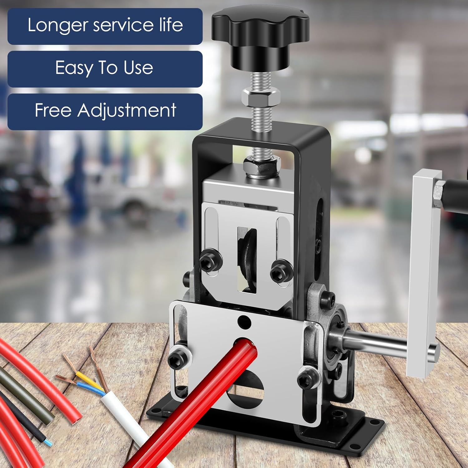 Djapwpx-Wire Stripper Machine Portable Copper Wire Stripper with Hand Crank High Carbon Steel Manual Wire Stripping Machine Multipurpose Wire Stripper Tool for Scrap Copper Wire Recycling image number 5