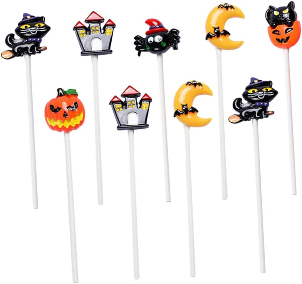 Halloween Cake Topper Set 9Pcs Resin Picks for Dessert Decoration Random Style image number 2