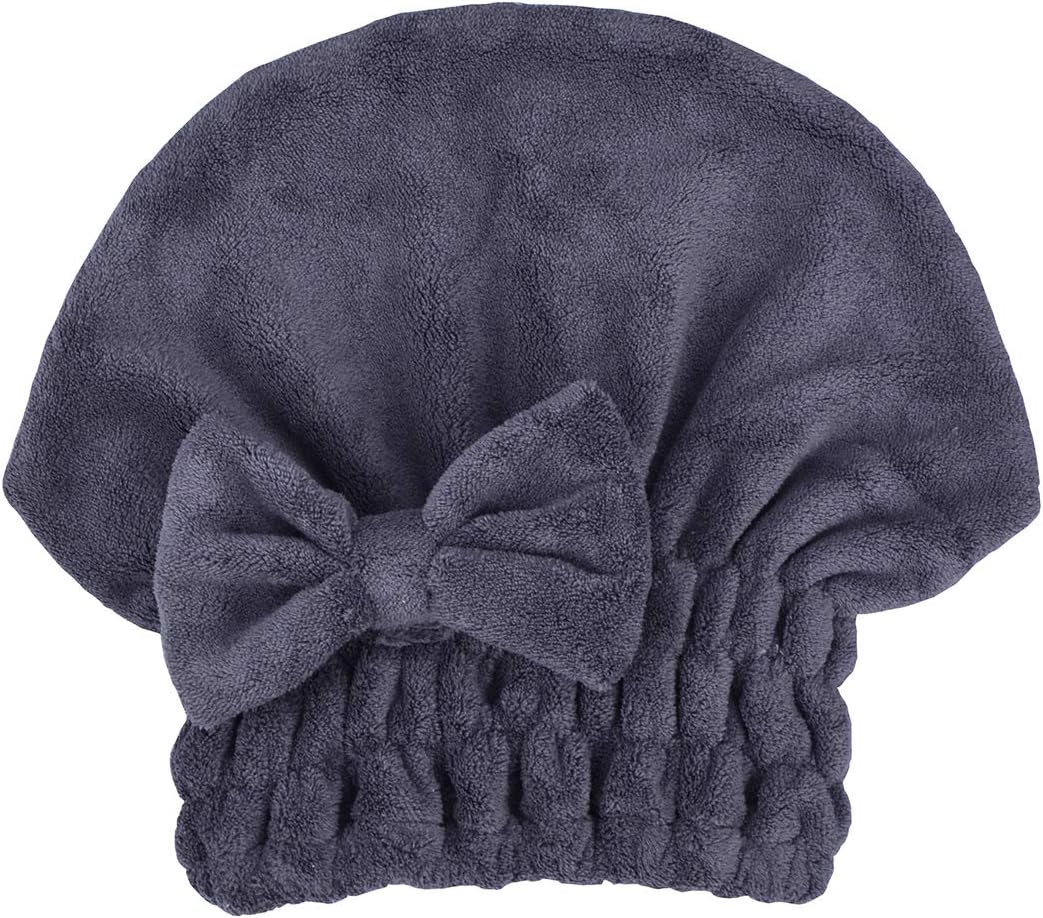 MAYOUTH Microfiber Hair Drying Caps Hats Extrame Soft & Ultra Absorbent Fast Drying Hair Wrap Towels Quick Drying Towel Hat for Women and Girls (Darkgrey+Rose Red) - 1Gray+ Darkgrey image number 7