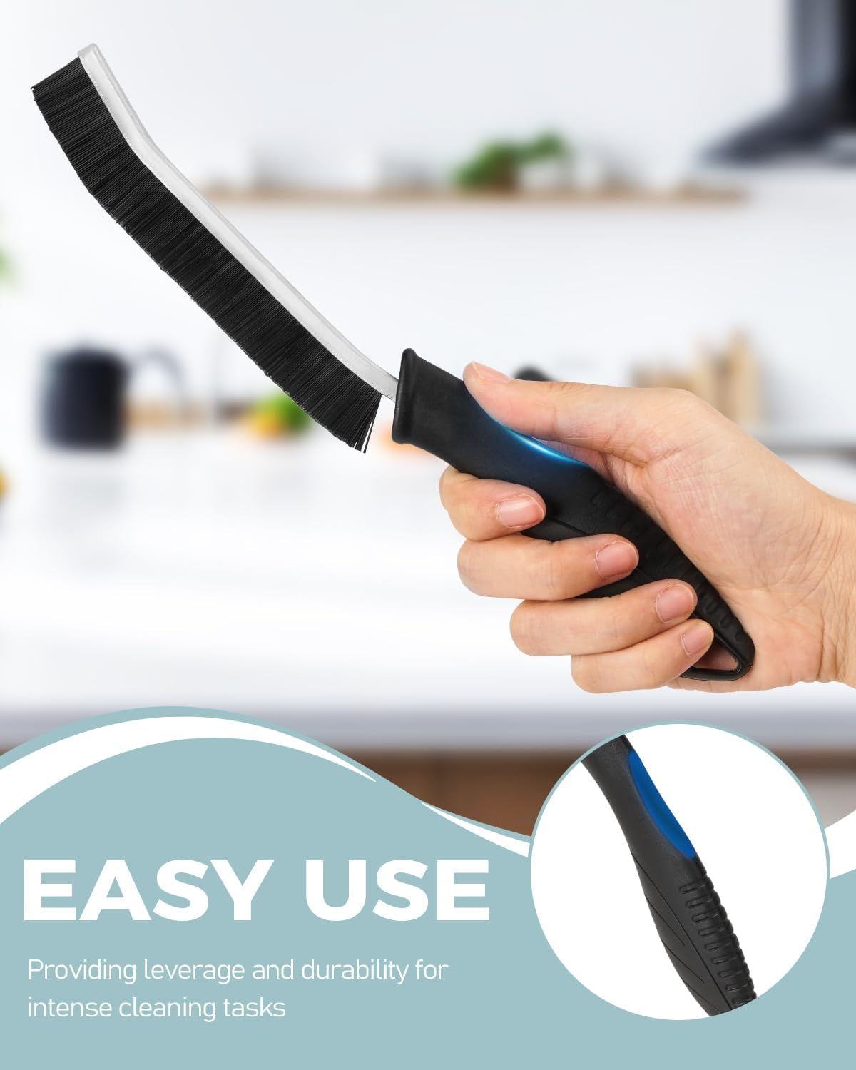 Sxhyf Cleaning Brush - Hard Bristle Crevice Cleaning Brush, Multifunctional Gap Cleaning Scrub Brush, Cleaning Tools for Household Use, Home, Kitchen, Bathroom, Window, Vehicle, (3, Light Blue)