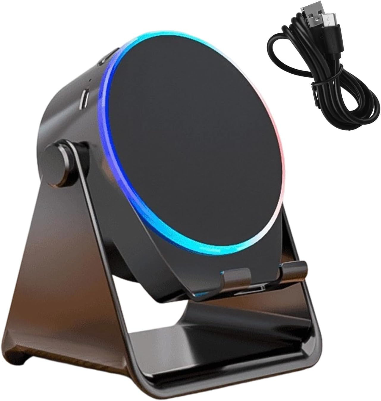 Wireless Induction Speaker | Phone Stand Amplifier Audio - 360 Degree Rotate Home Speaker with Colorful Light - for Men Women Teen Kitchen Bathroom