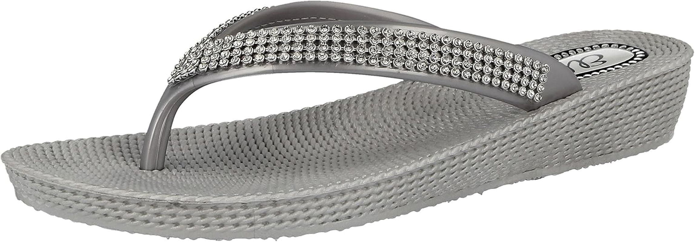 Ella Ladies S1 Diamante Toe Post Flat Low Wedge Jelly Flip Flop Summer Sandals Size 3-8 image number 5