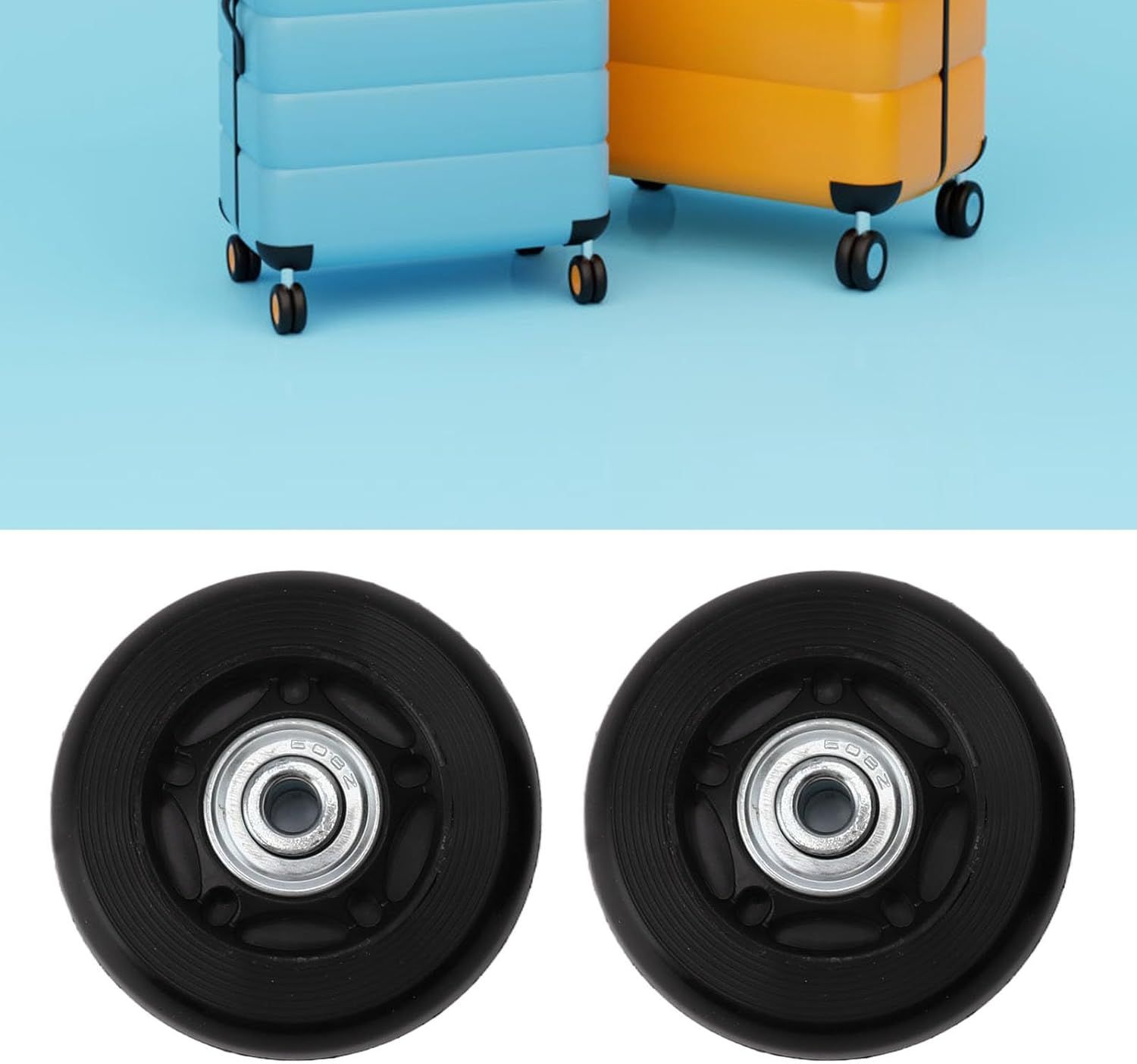2Pcs Luggage Suitcase Replacement Wheels Luggage Suitcase Replacement Kit Mute Wear Resistant Rubber Swivel Caster Wheels Bearings Repair Kits with Installation Tool (80X24Mm / image number 4