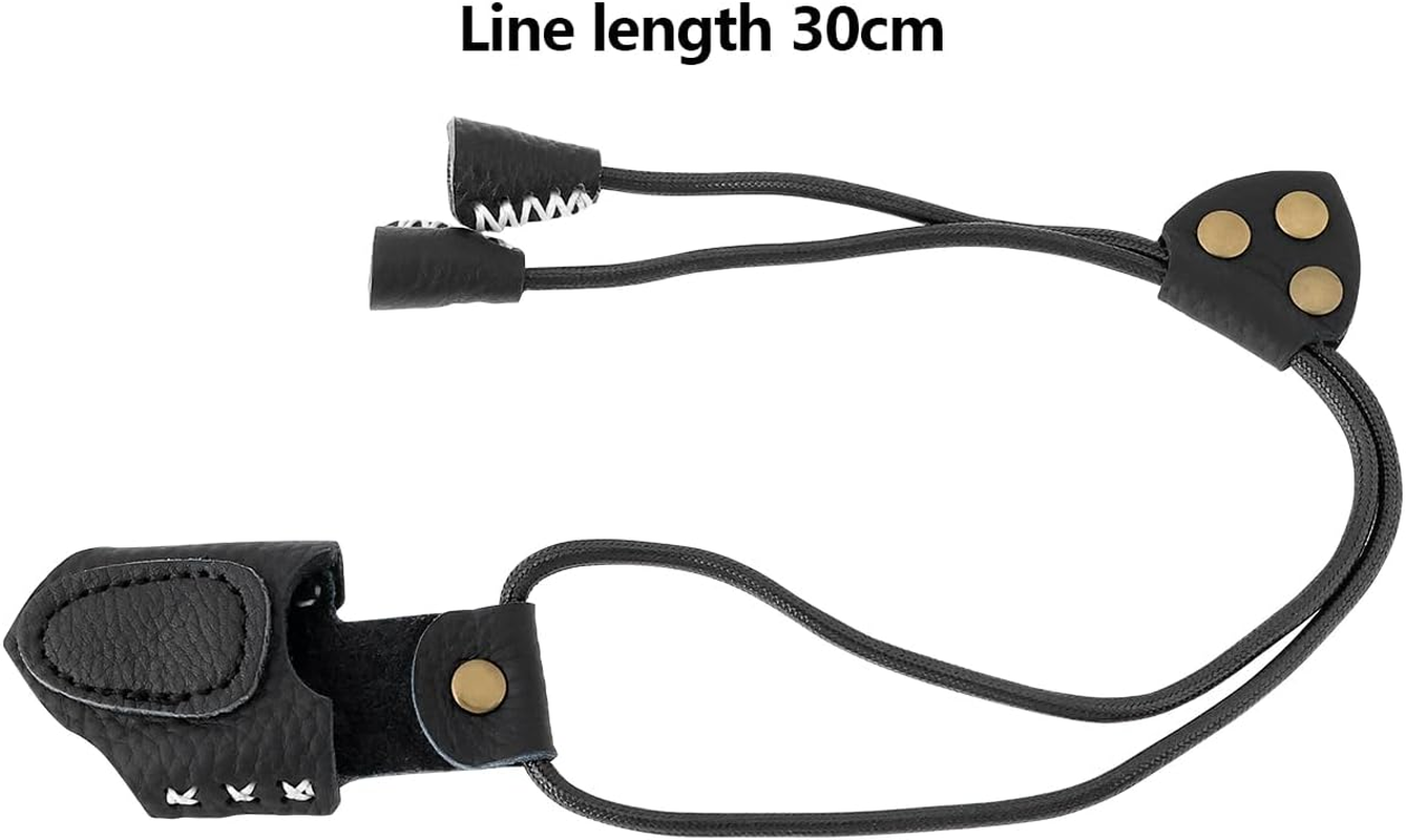 YINETTECH 1PC Archery Thumb Ring PU Leather Thumb Guard Ring with Rope Length 30Cm for Novice Archers Archery Competition Training Black