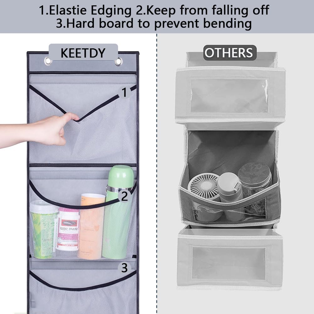 2PCS over the Door Hanging Organizer with Reinforced Shelves, 5 Large Pockets Closet Storage for Bedroom Bathroom, Space-Saving Hanging Shelf with Sturdy Structure for Clothes, Toys, Accessories image number 6