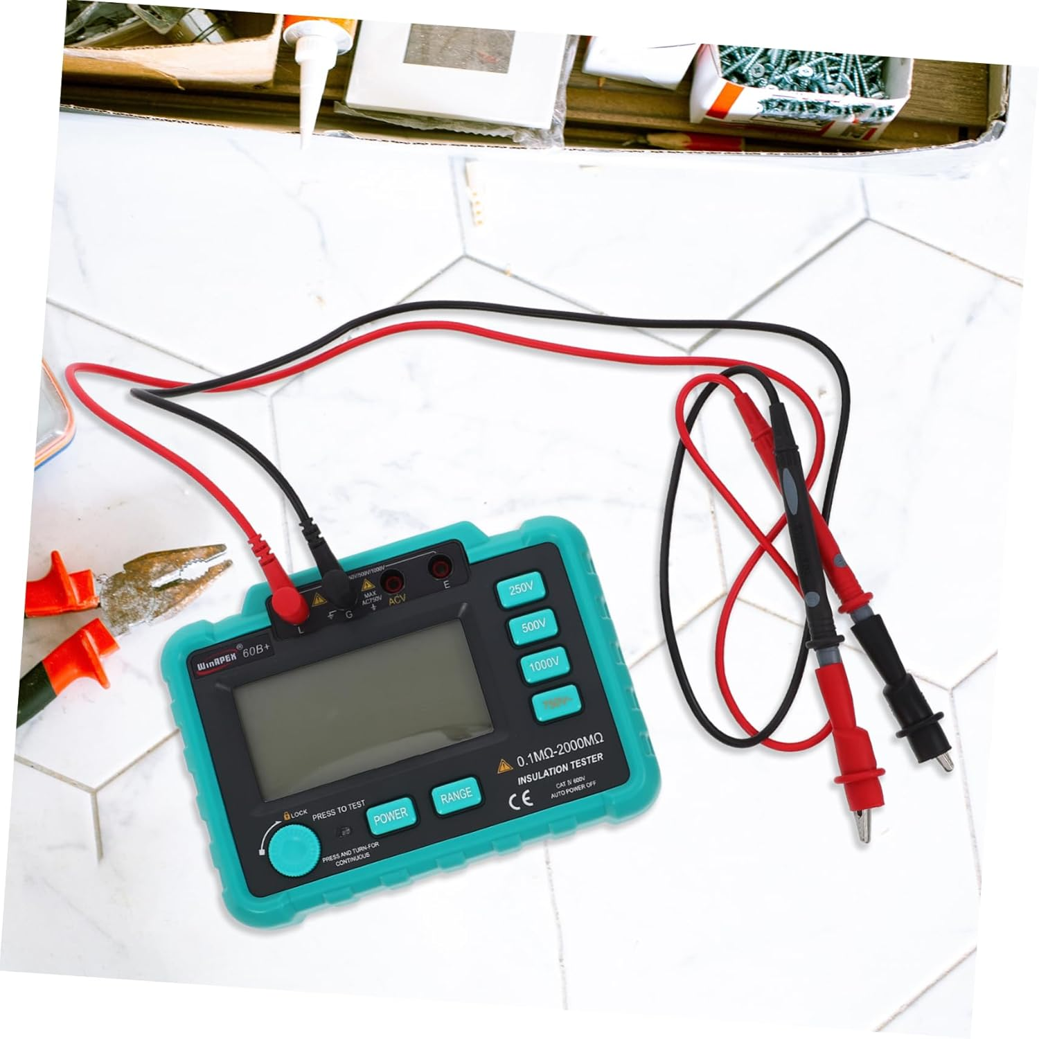 Baluue Insulation Resistance Tester Electronic Resistance Tester Digital Megohm for Auto Electrical Tools Backlight LCD Display Suitable for Insulation Testing Scenarios image number 5