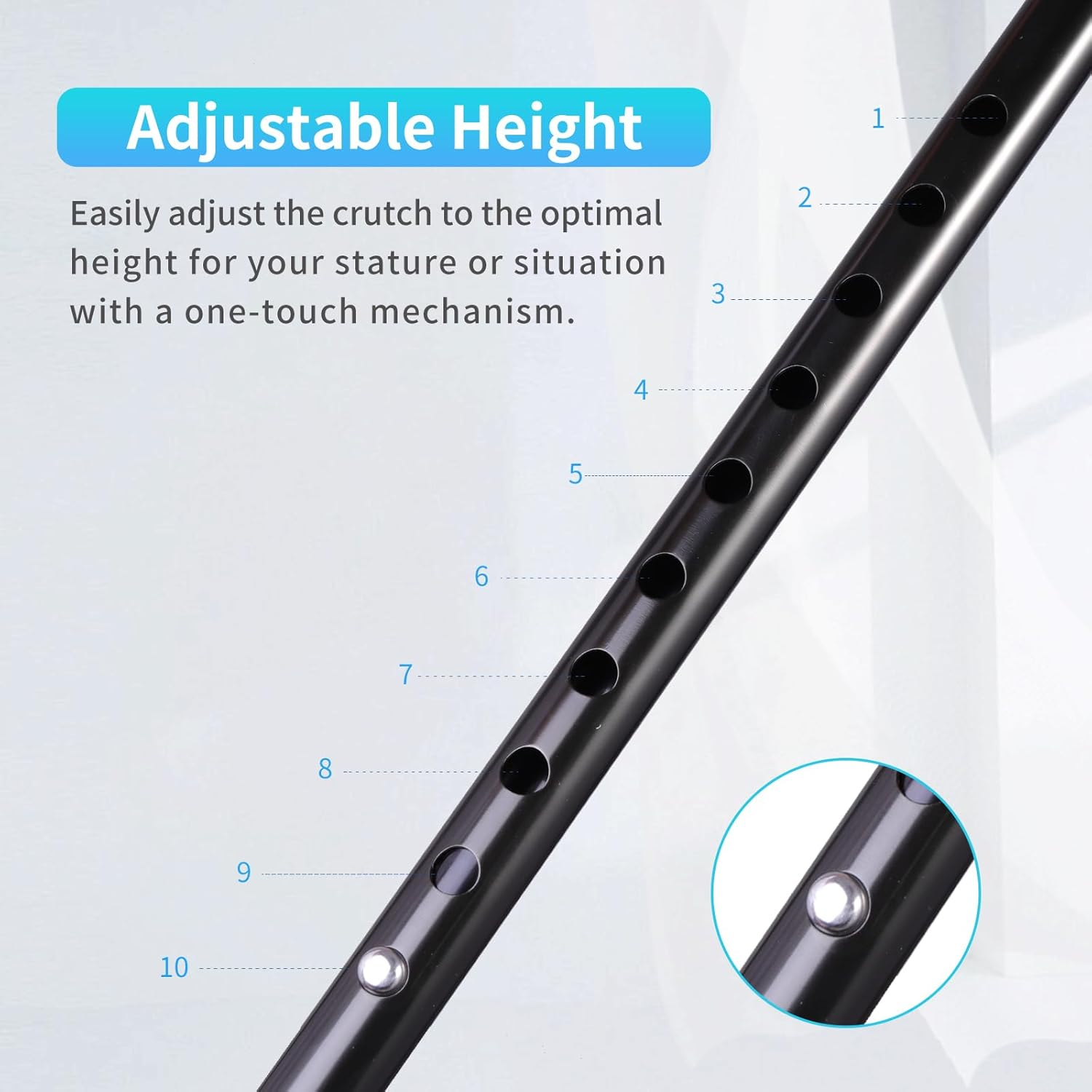 ENLUNTRA Forearm Crutches for Adults, 2 Pcs, Adjustable Arm Crutch with Elbow Strap and Cushion, Portable and Foldable Crutches, Grey Cushion image number 4