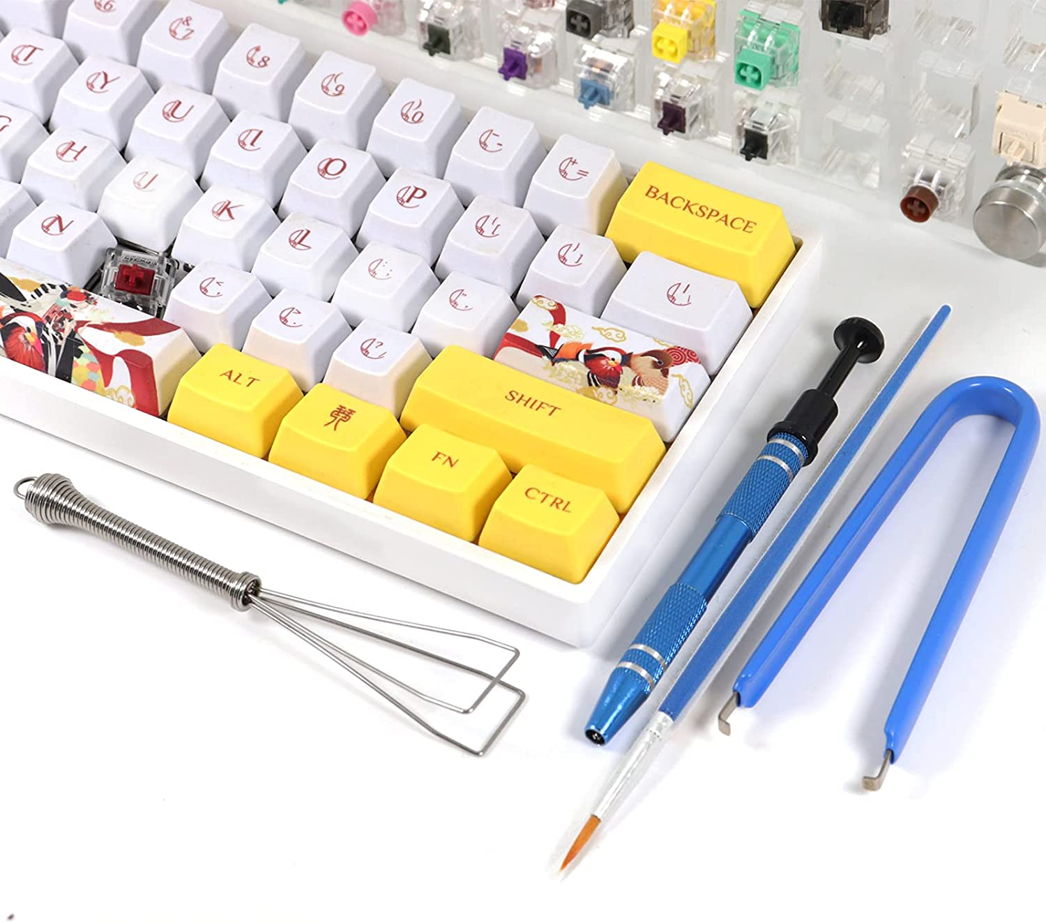 Byhoo Keyboard Lube Switch Puller Kits 4PCS Lube Station Keycap Puller Remover Mechanical Keyboard Key Switch Stem Holder Compatible Gateron Kailh MX Switches Keyboard Cleaner Clean Kits 4 Prong Tool image number 1