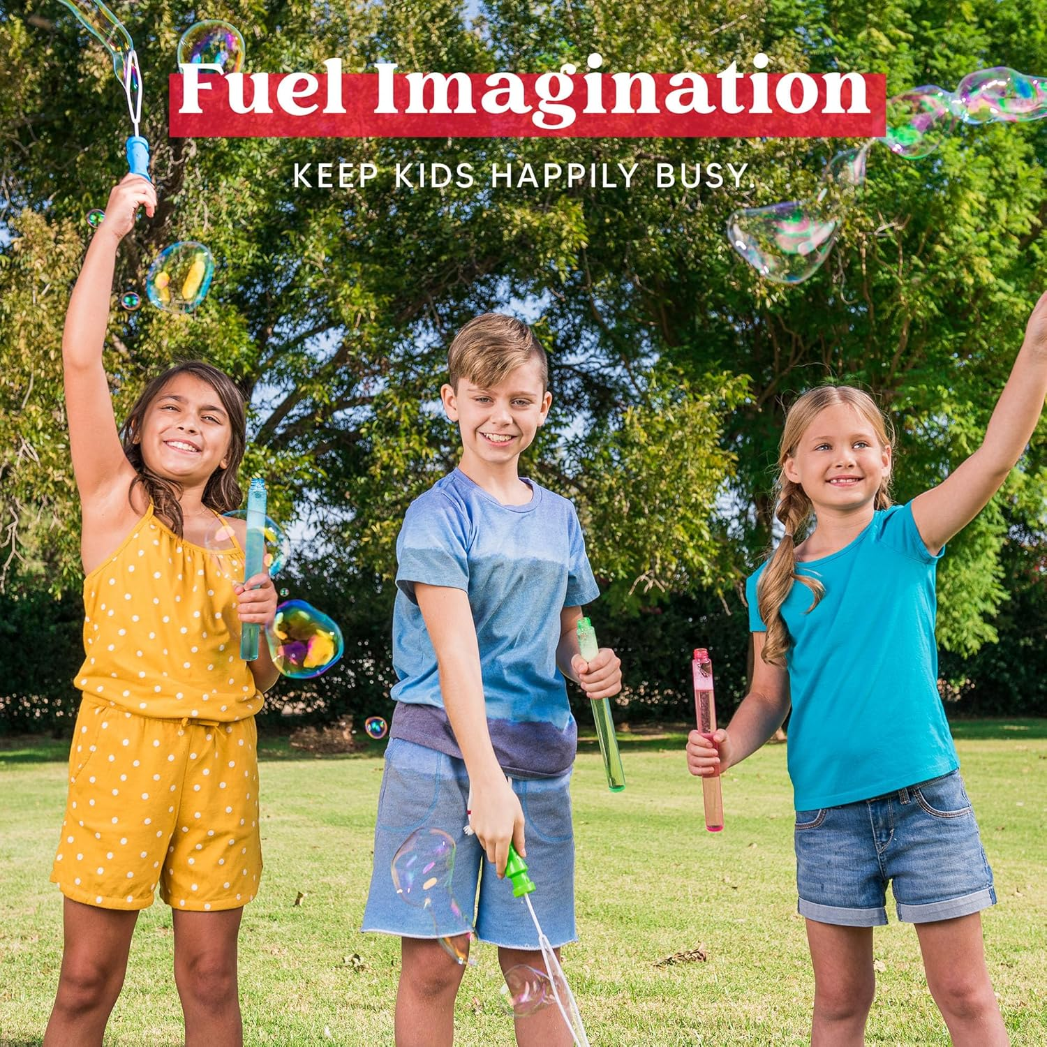 JOYIN 14.6&rsquo;&rsquo; Big Bubble Wands for Kids, 1 Dozen Bubble Wand Bulk with Refill Solution for Summer Toy Party Favor, Outdoors Activity, Easter Basket Stuffers, Birthday Gift image number 1