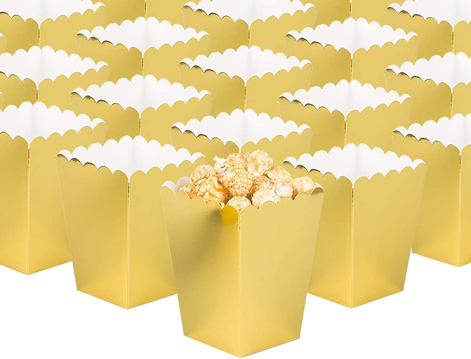 Gold Popcorn Boxes Small Cardboard Popcorn Mini Containers,Pack of 24
