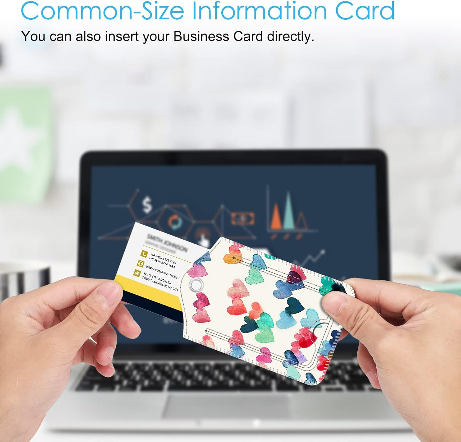 Fintie Luggage Tags, Privacy Cover ID Label with Stainless Steel Loop and Address Card for Travel Bag Suitcase - Raining Hearts (2 Piece) image number 5