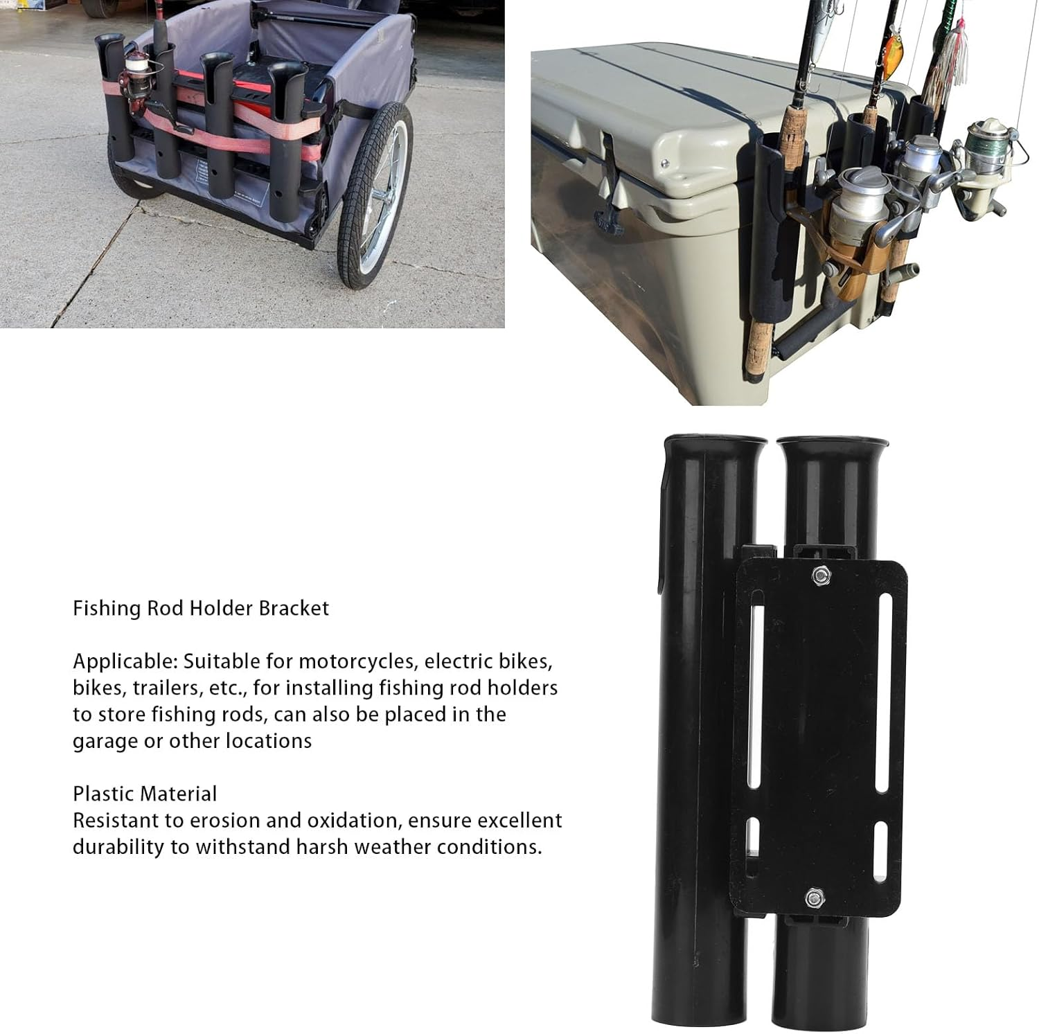 Lightweight Fishing Rod Holder Bracket, Secure Fixation Electric Bike Fishing Rod Bracket, Fishing Rod Holder for Bike, Tube Clamp Installation for Motorcycle, Trailer image number 1