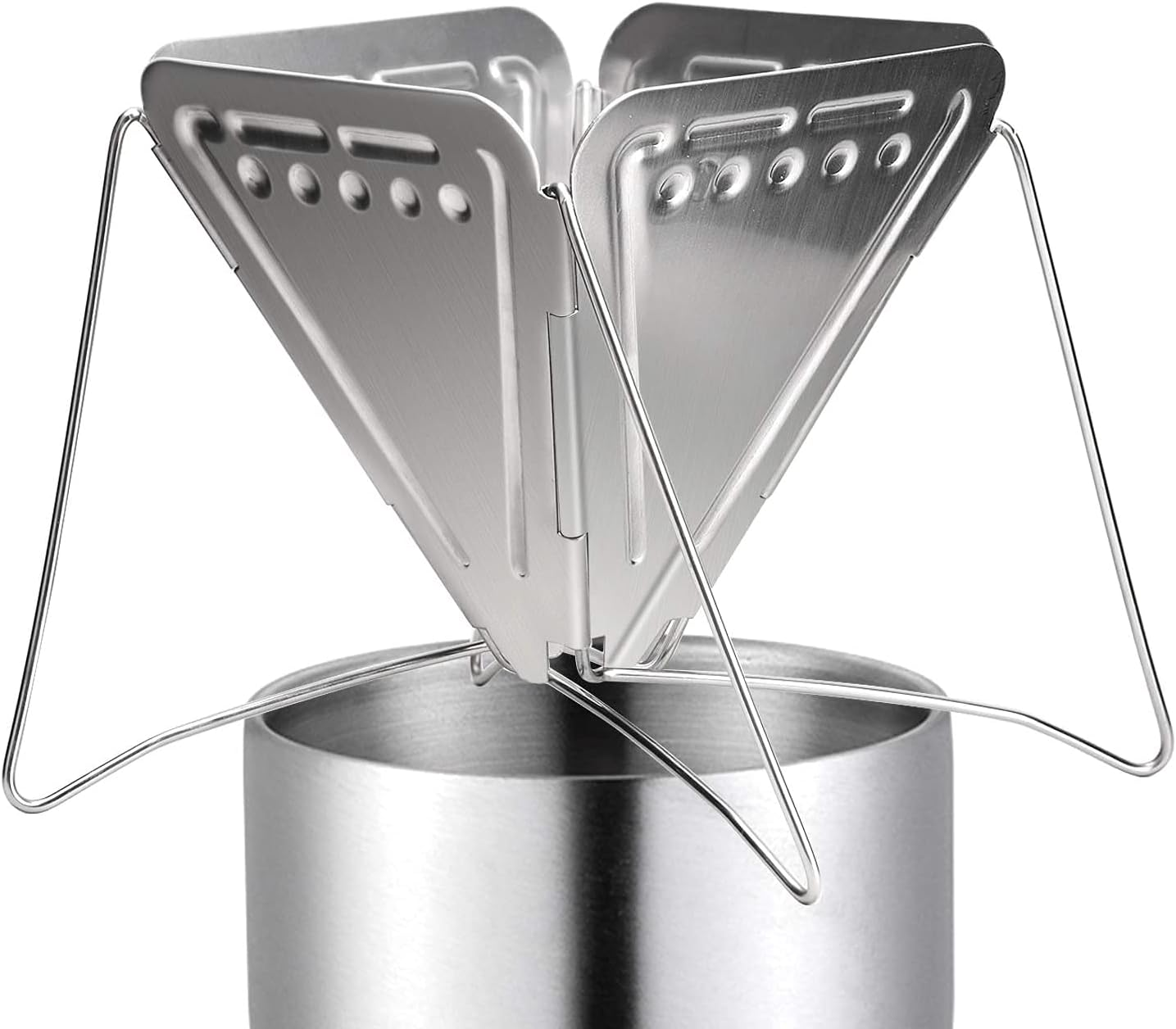 Portable Stainless Steel Coffee Drip, Outdoor Camping Collapsible Coffee Dripper, Stores Flat, Folding Coffee Maker Cone Coffee Filter for Traveling Hiking Backpacking Picnic image number 6