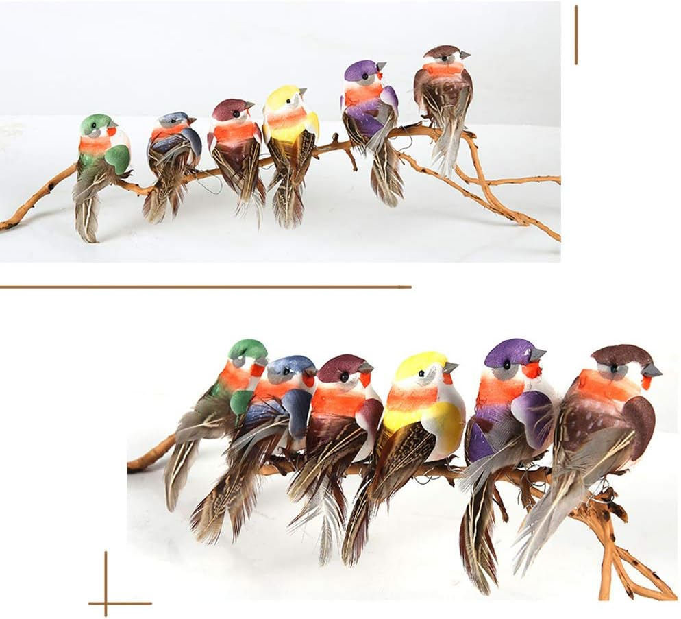Creepyparty Artificial Birds on Clips Decorative Little Birds Feather Foam Birds Christmas Tree Decoration Craft Bird Ornaments Colorful (12 Pieces) image number 5