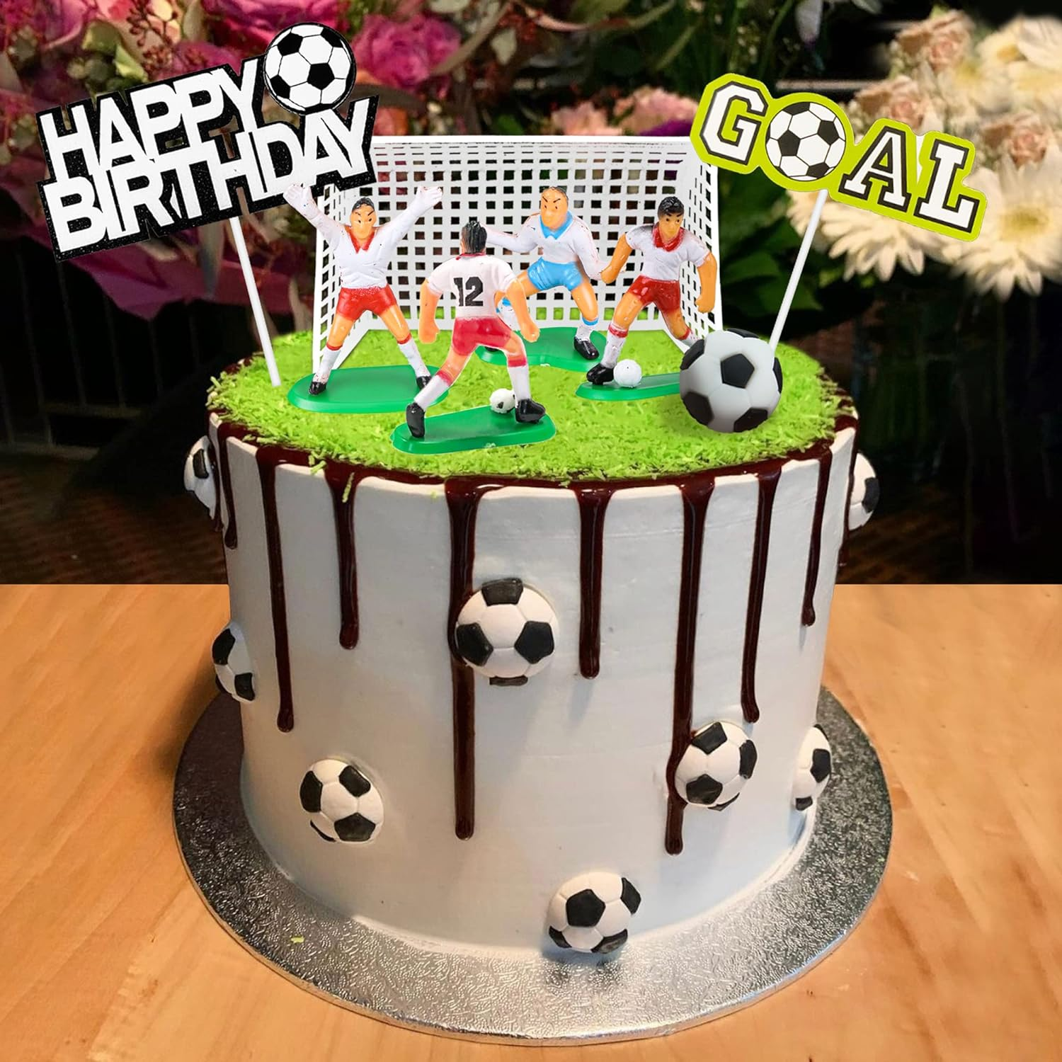 19 PCS Soccer Cake Topper Decorations Soccer Ball Player Theme Cake Toppers for Soccer Party Football Party Men Boy Kid Birthday Party Sport Club Party Supplies (Soccer) image number 6