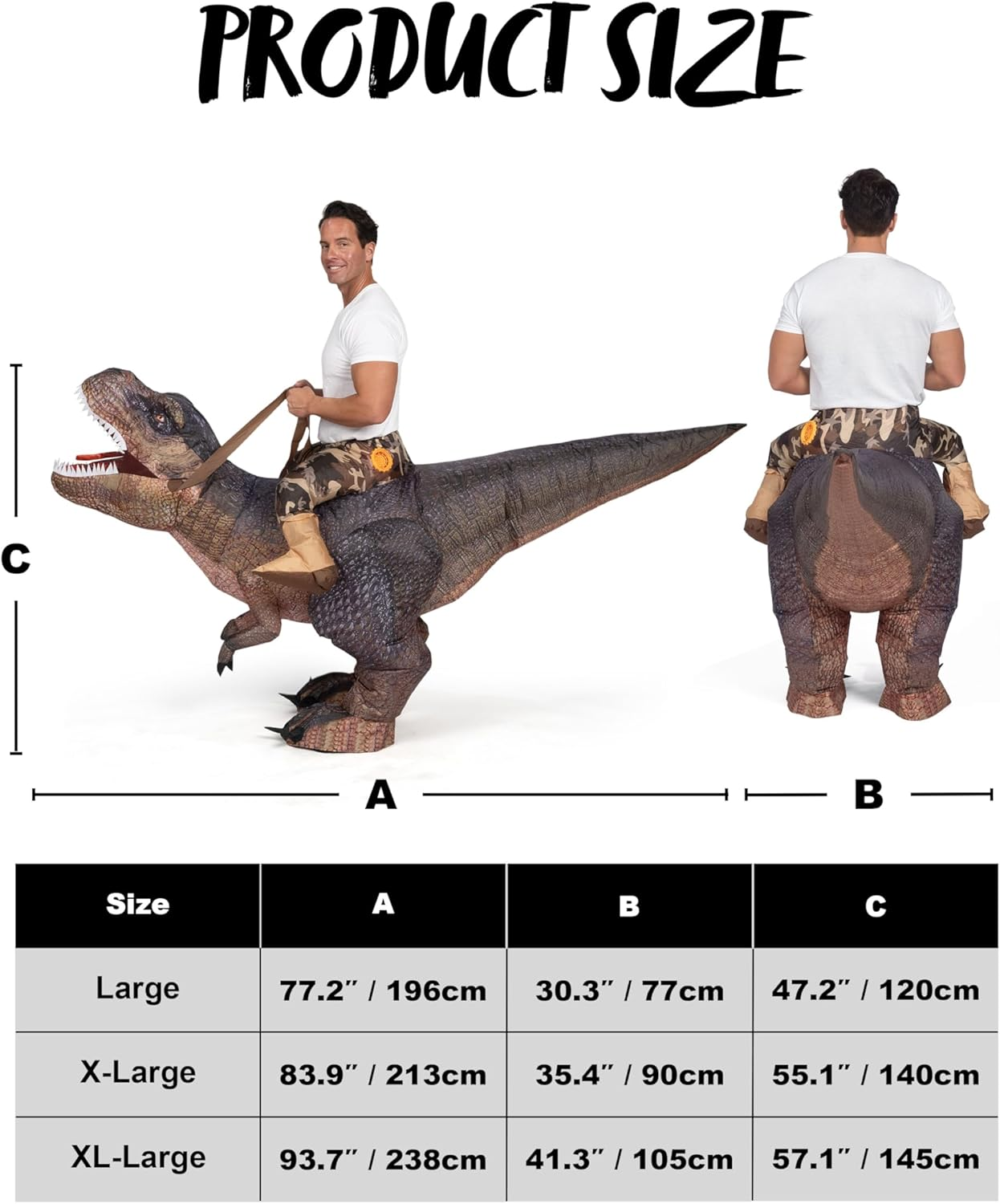 Spooktacular Creations Halloween Inflatable Costume,Dinosaur Ride-On T-Rex Blow up for Dressup image number 3