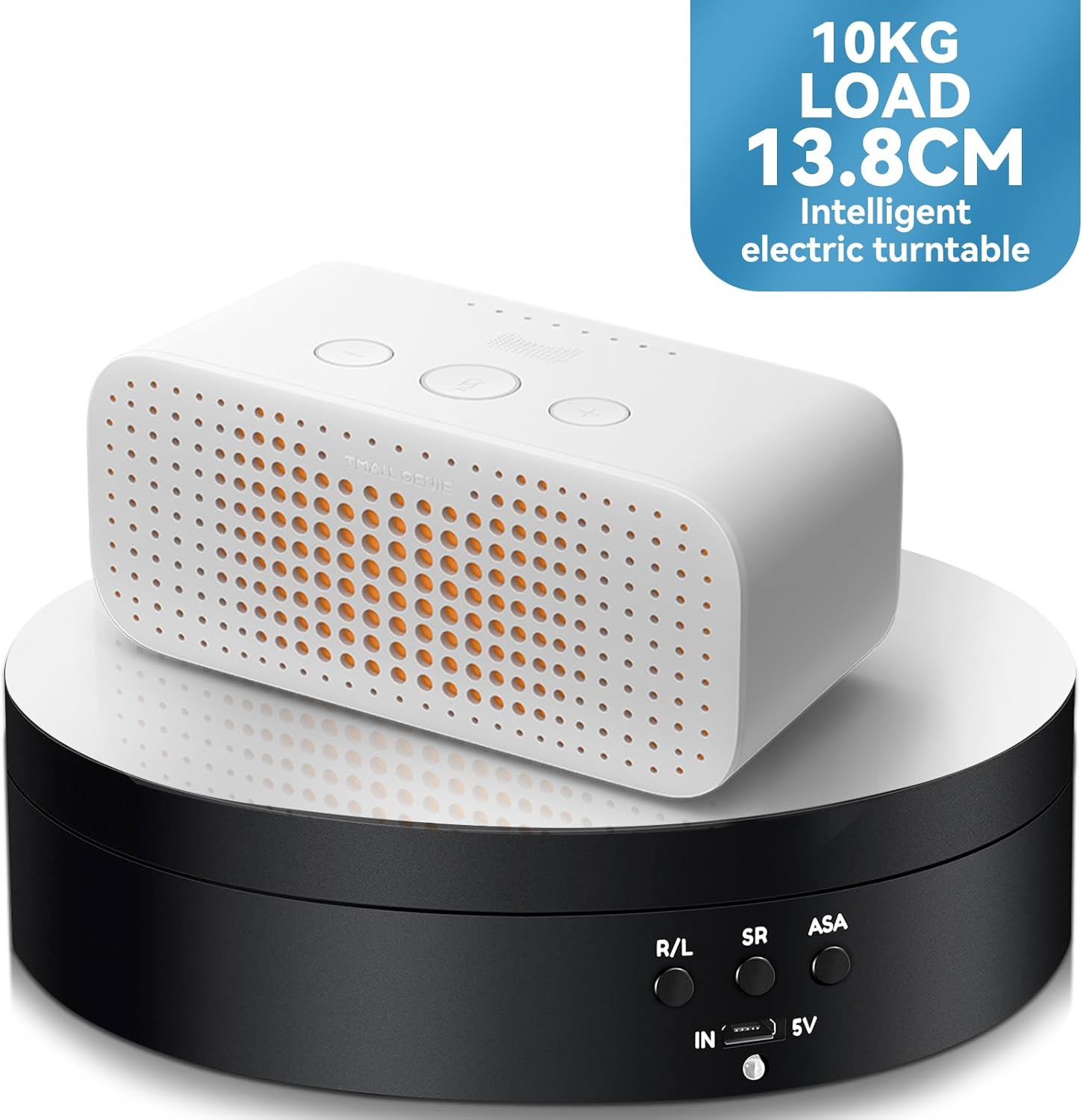 Dawntress Rotating Display Stand Motorized - Electric Turntable Display 5.4Inch / 13.72Cm with 3 Modes, 360 Degree Automatic Turntable for Photography Products, Jewelry, Cake, Market Shows - Black image number 1