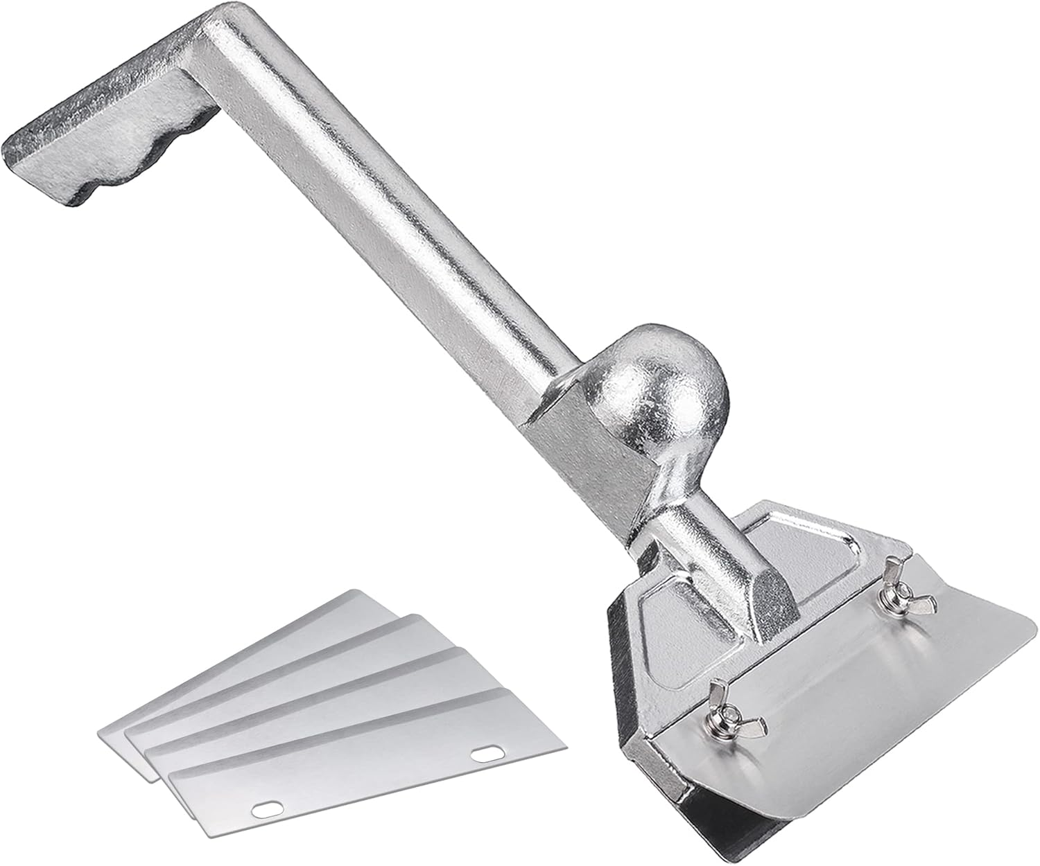 Delfina Grill Scraper W/ 5 Blades, Heavy Duty Rust Flat Top Grill Accessories with Blade Replacements, Commercial Griddle Scraper Barbecue Grill Cleaning Tool for Restaurants, Bars, Diners