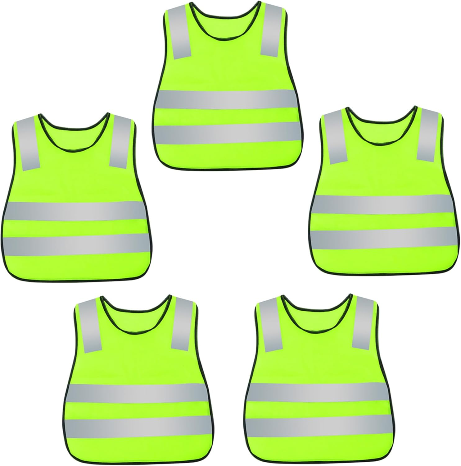 KEOYA Kids High Visibility Reflective Vest Fluorescent Neon Elastic Waist Strap Vest Pack for 2-10 Years