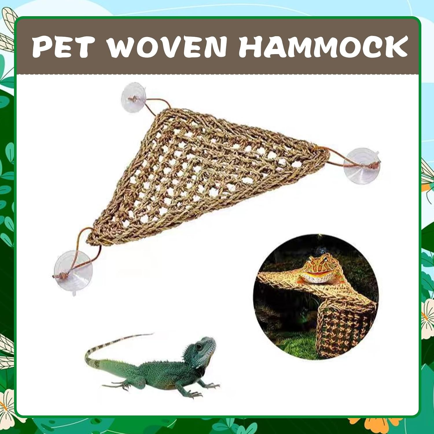 SUSOO 2 Pcs Bearded Dragon Hammock for Reptile Lounger Climbing Toys with Suction Cups, Climbing Wall Gecko Toys, Amphibians Tank Accessories for Lizard Hammock,Geckos and Lizards (40X20Cm & 20X28Cm) image number 5