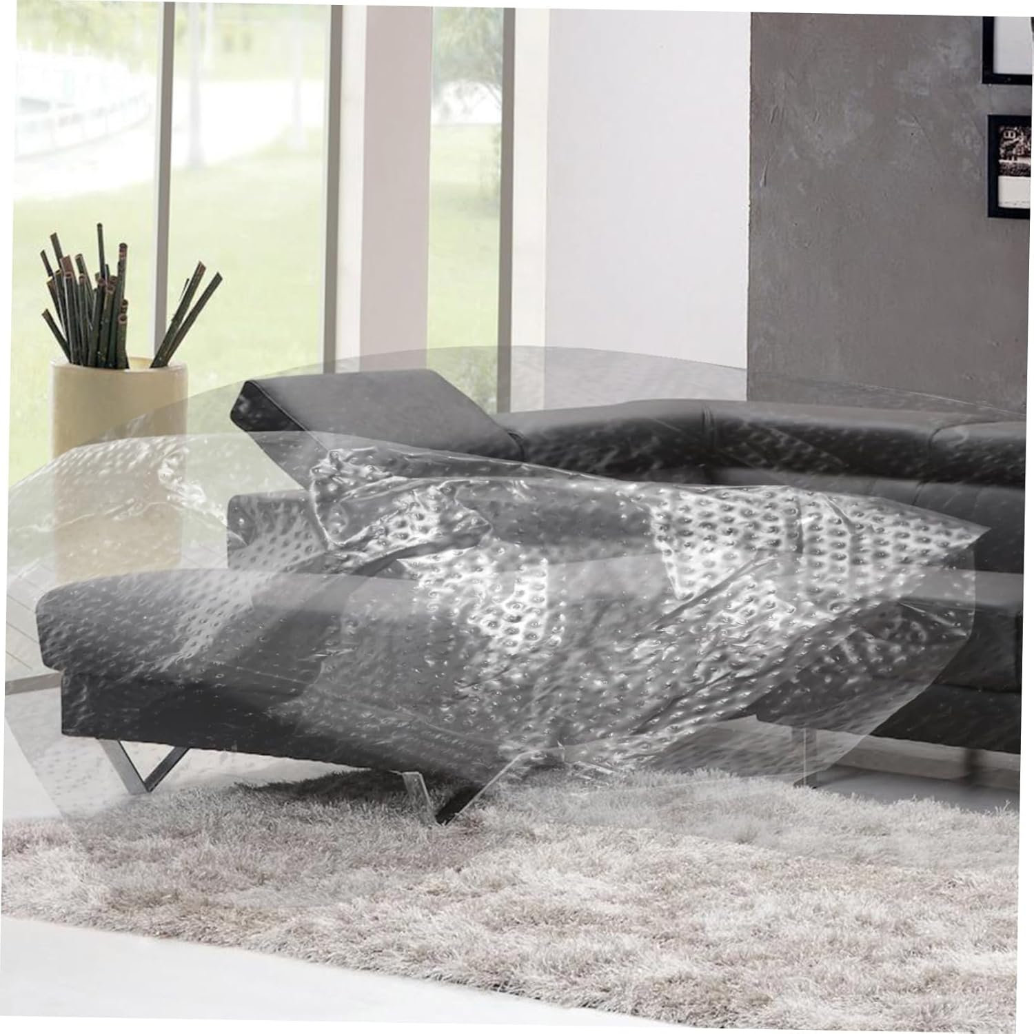 3 Rolls Paint Masking Film Pre-Taped Adhesive, Protective Plastic Sheeting for Furniture and Auto Body, Dustproof Covering for Painting and Renovation, 30Cm 40Cm 55Cm Each