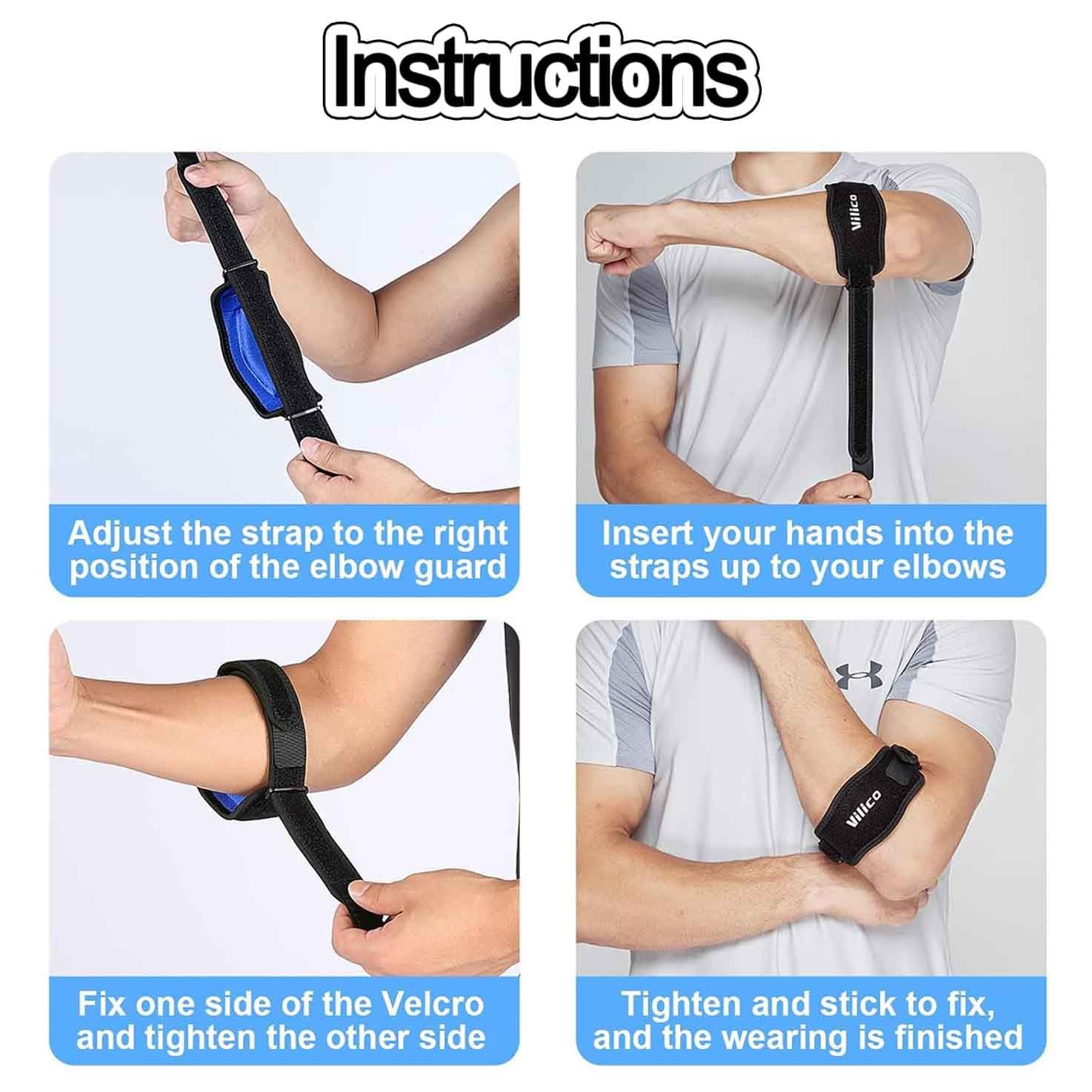 WADY 2 Pack Tennis Elbow Brace, Forearm Clasp Splint Pain Relief Tendonitis Epicondylitis, Elbow Pain Relief for Tendonitis, Adjustable Tennis Golfers Elbow Strap for Men & Women with Compression Pad image number 1