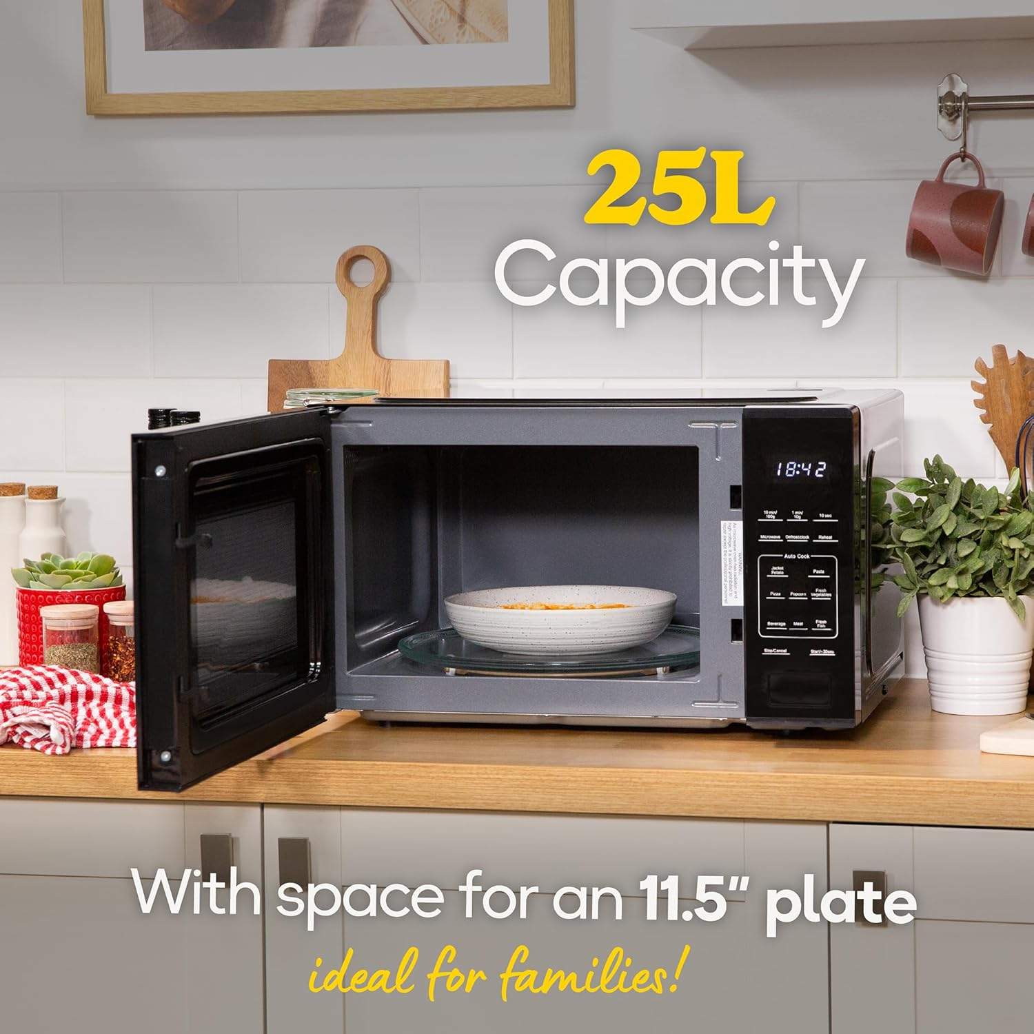 Russell Hobbs Family Size 25L Digital Microwave, RHMT2516B, 8 Auto Cook Menus, Touch Control Panel, 10 Power Levels, Black image number 5