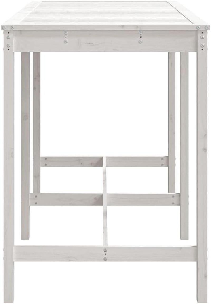 Vidaxl Wooden Garden Table, Ic Outdoor Patio Table, Durable and Solid Pinewood, Classic White Design, Scandinavian Style, Weather Material, 159.5X82.5X110 Cm image number 6